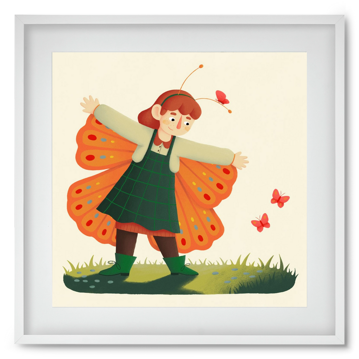 Pillangó, 50x50 cm (40x40 cm), Fehér keret, paszpartuval