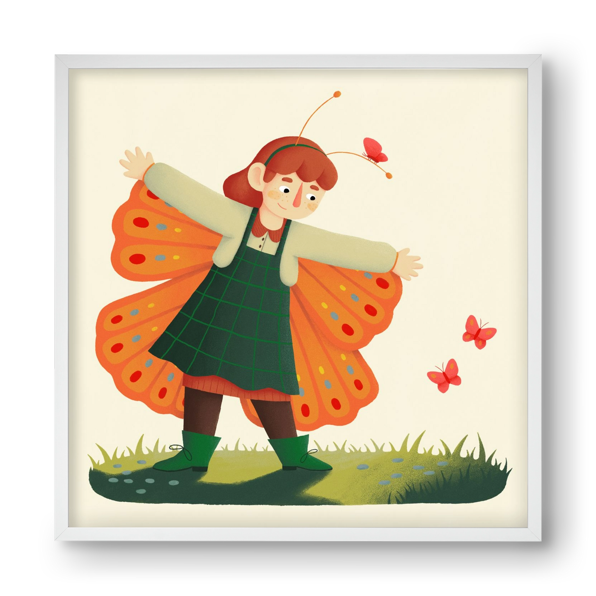 Pillangó, 40x40 cm (40x40 cm), Fehér keret