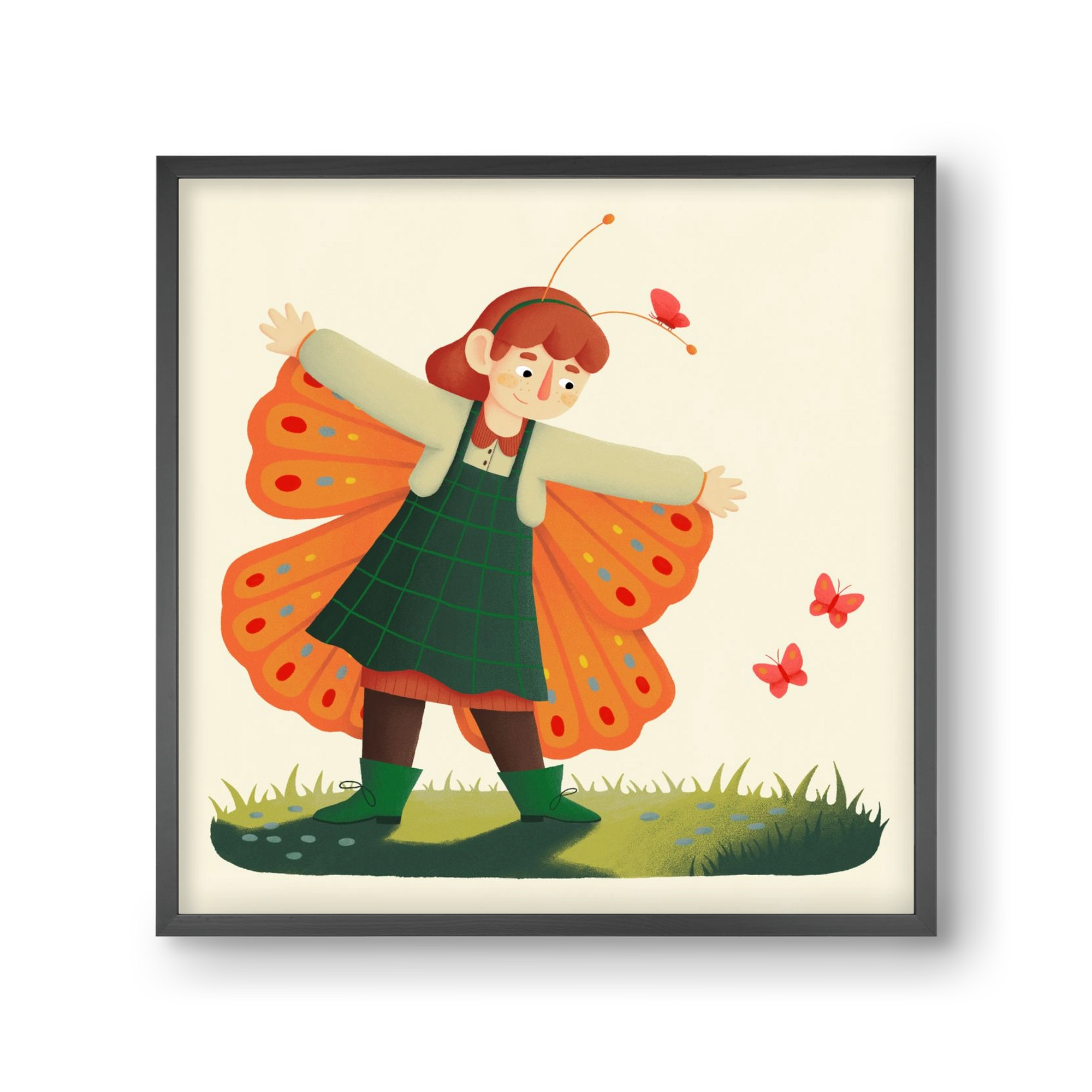 Pillangó, 30x30 cm (30x30 cm), Fekete keret