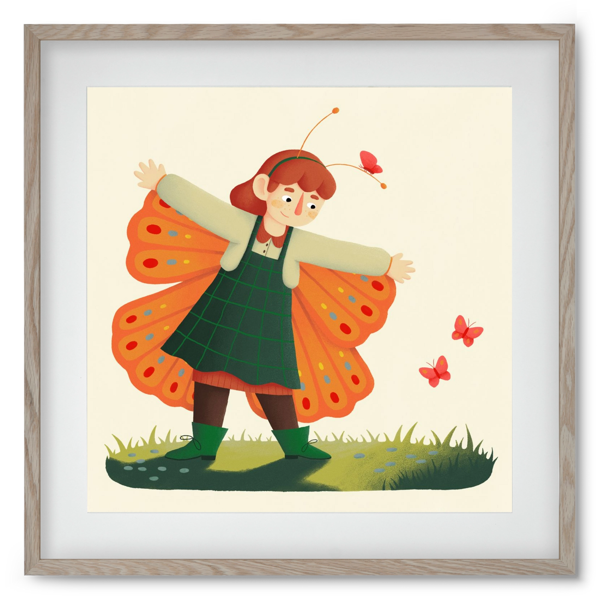 Pillangó, 50x50 cm (40x40 cm), Tölgy keret, paszpartuval