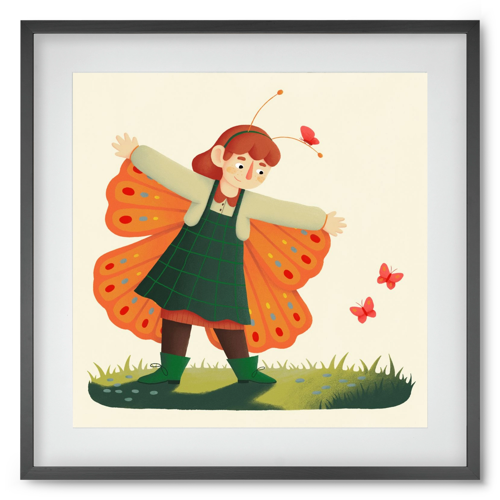 Pillangó, 50x50 cm (40x40 cm), Fekete keret, paszpartuval