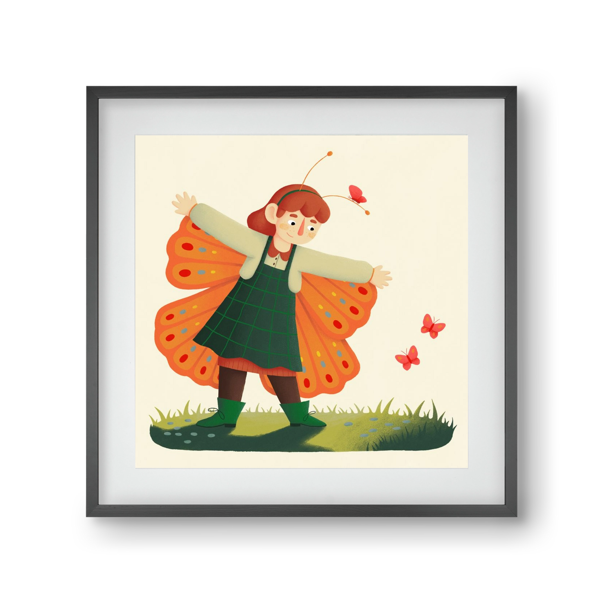 Pillangó, 30x30 cm (20x20 cm), Fekete keret, paszpartuval