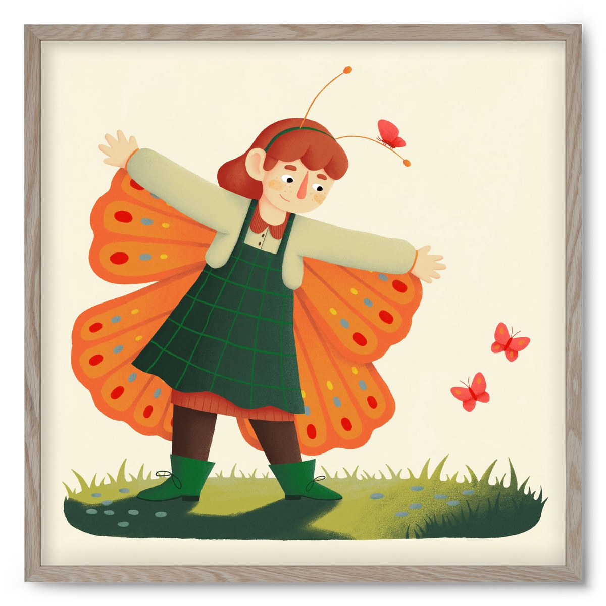 Pillangó, 50x50 cm (50x50 cm), Tölgy keret