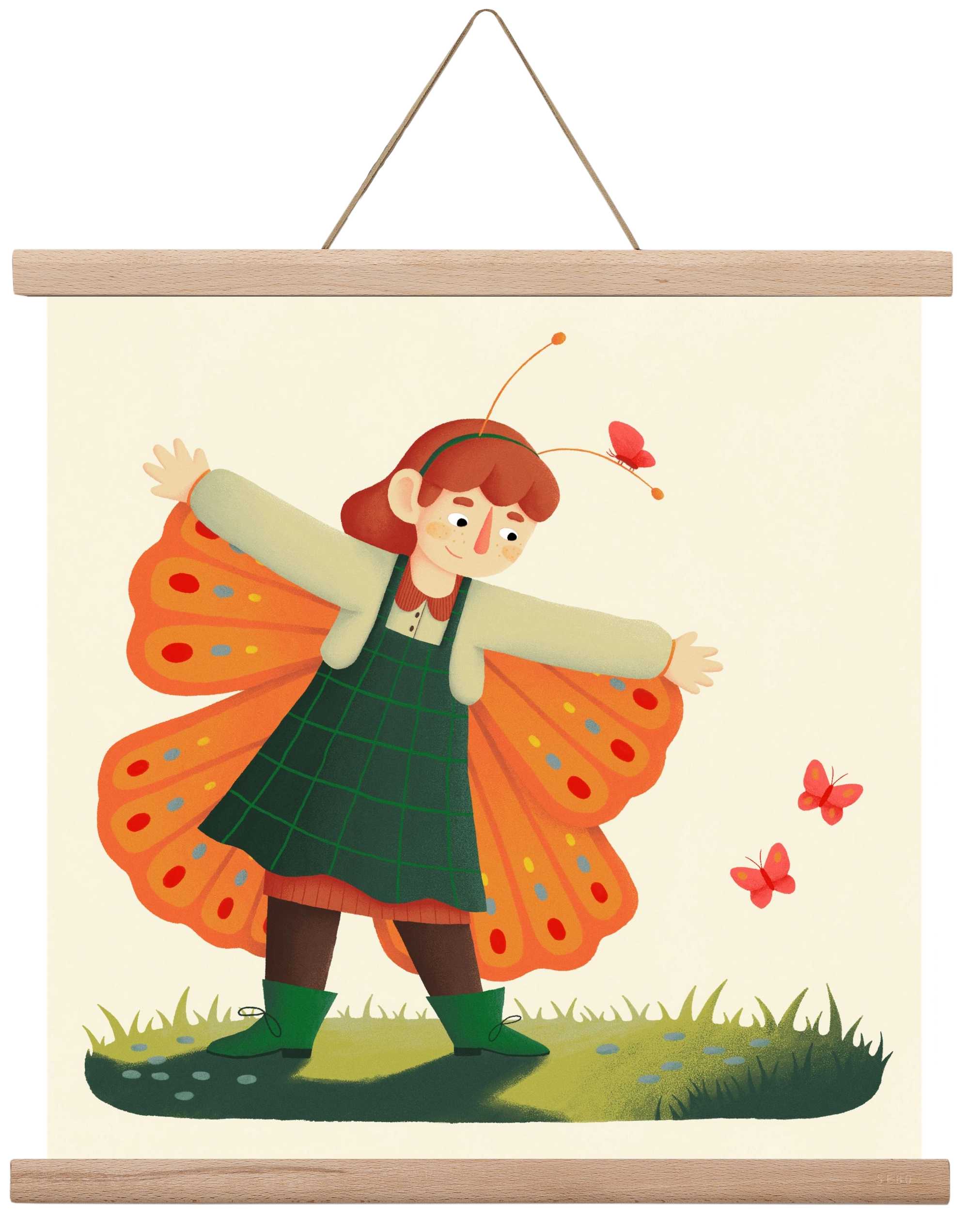 Pillangó, 40x40 cm (40x40 cm), Tölgy akasztó