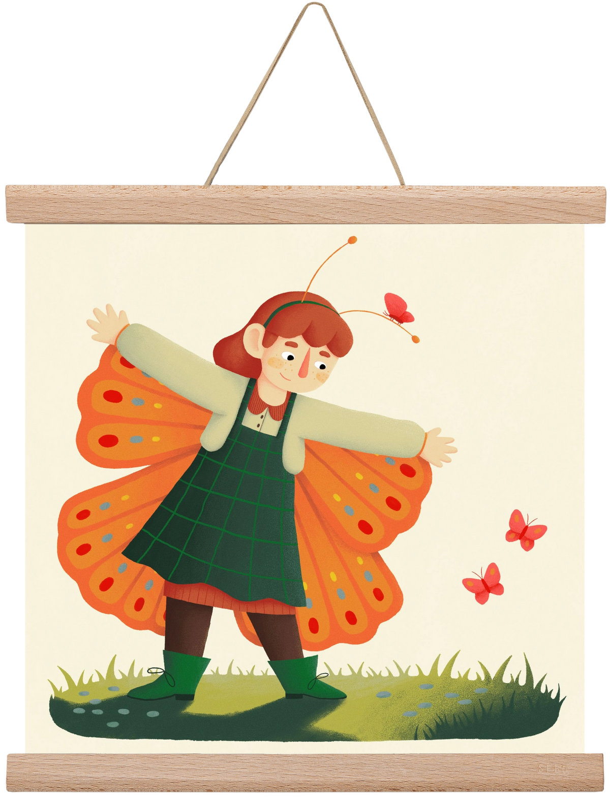 Pillangó, 30x30 cm (30x30 cm), Tölgy akasztó