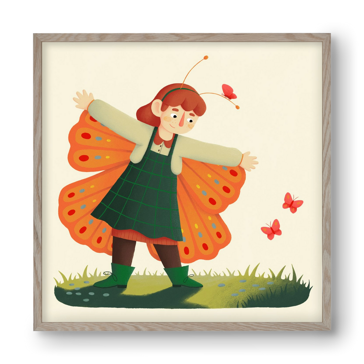 Pillangó, 40x40 cm (40x40 cm), Tölgy keret