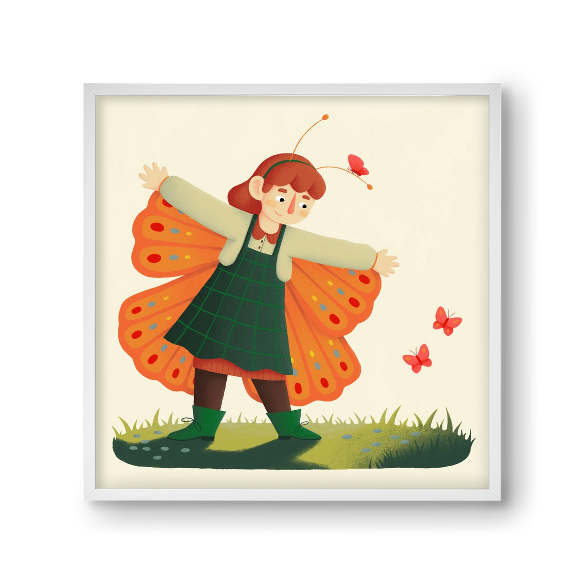Pillangó, 30x30 cm (30x30 cm), Fehér keret