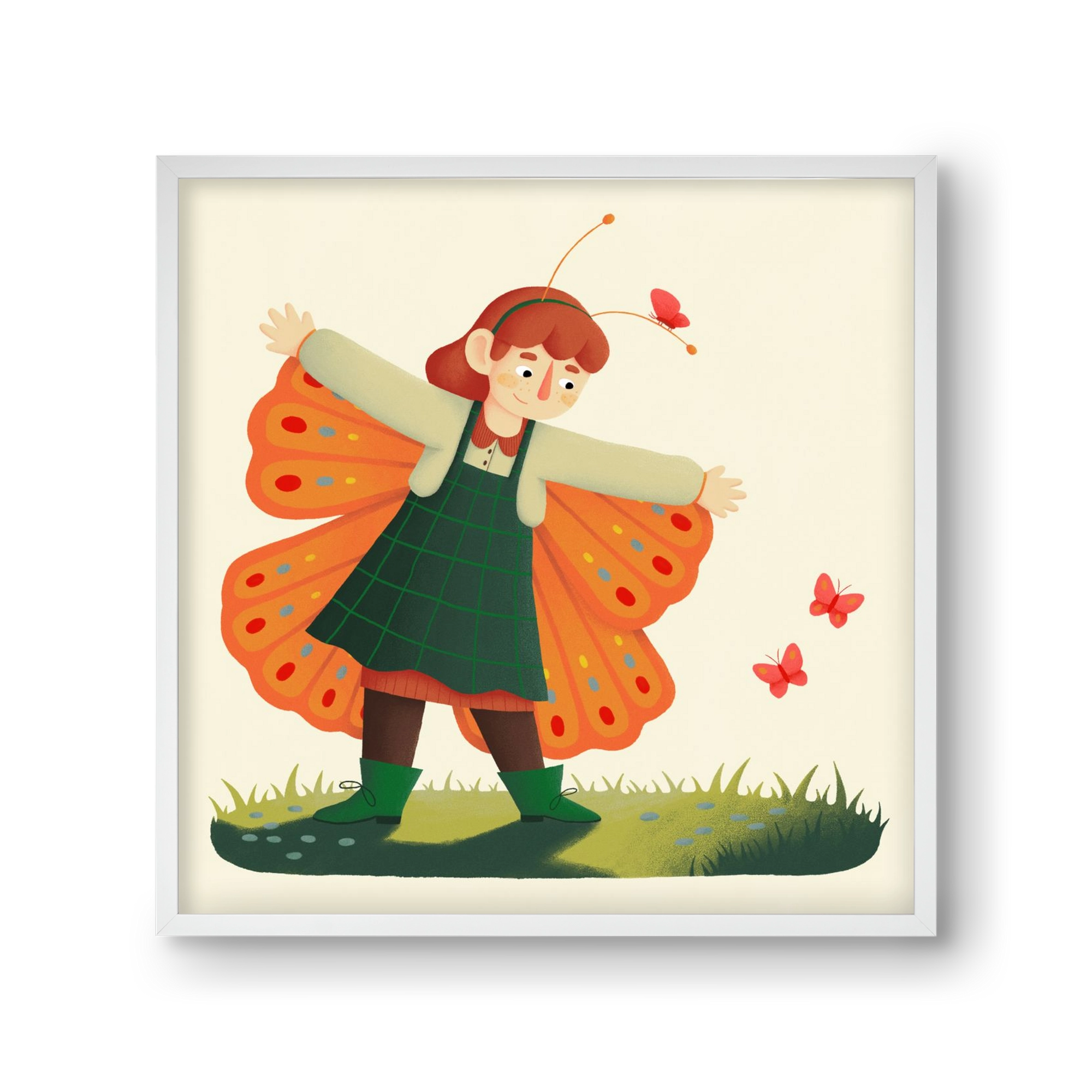 Pillangó, 30x30 cm (30x30 cm), Fehér keret