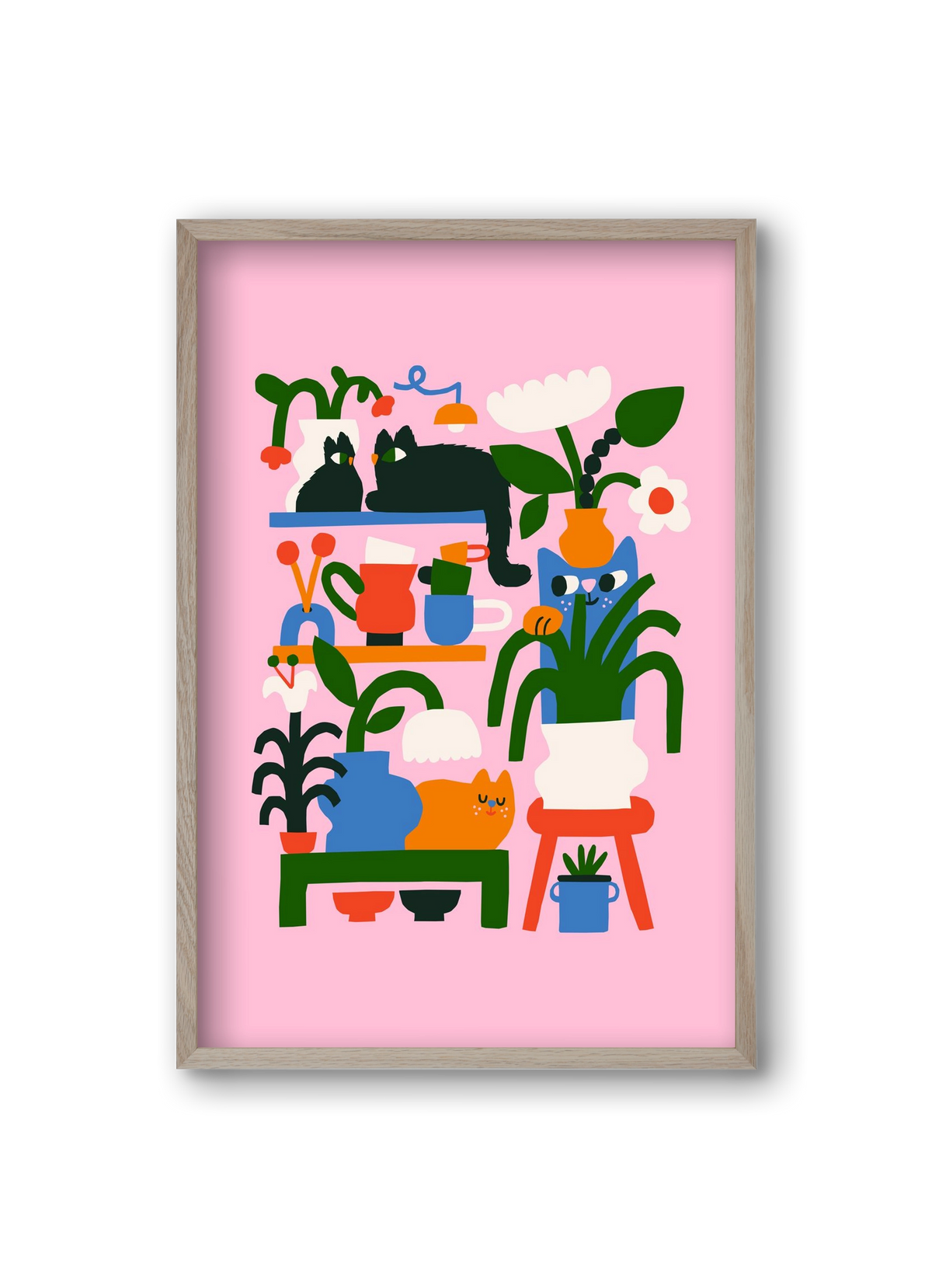 A Cat Lady's Home, 20x30 cm (20x30 cm), Tölgy keret