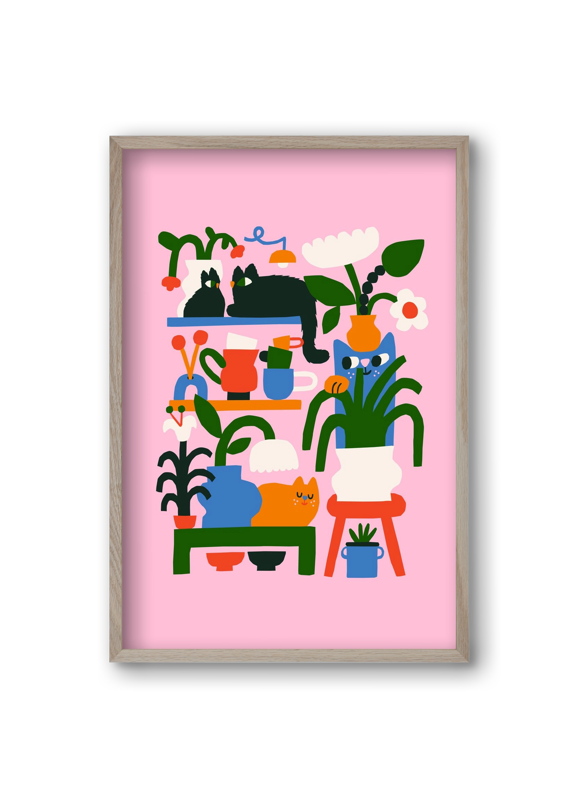 A Cat Lady's Home, 20x30 cm (20x30 cm), Tölgy keret