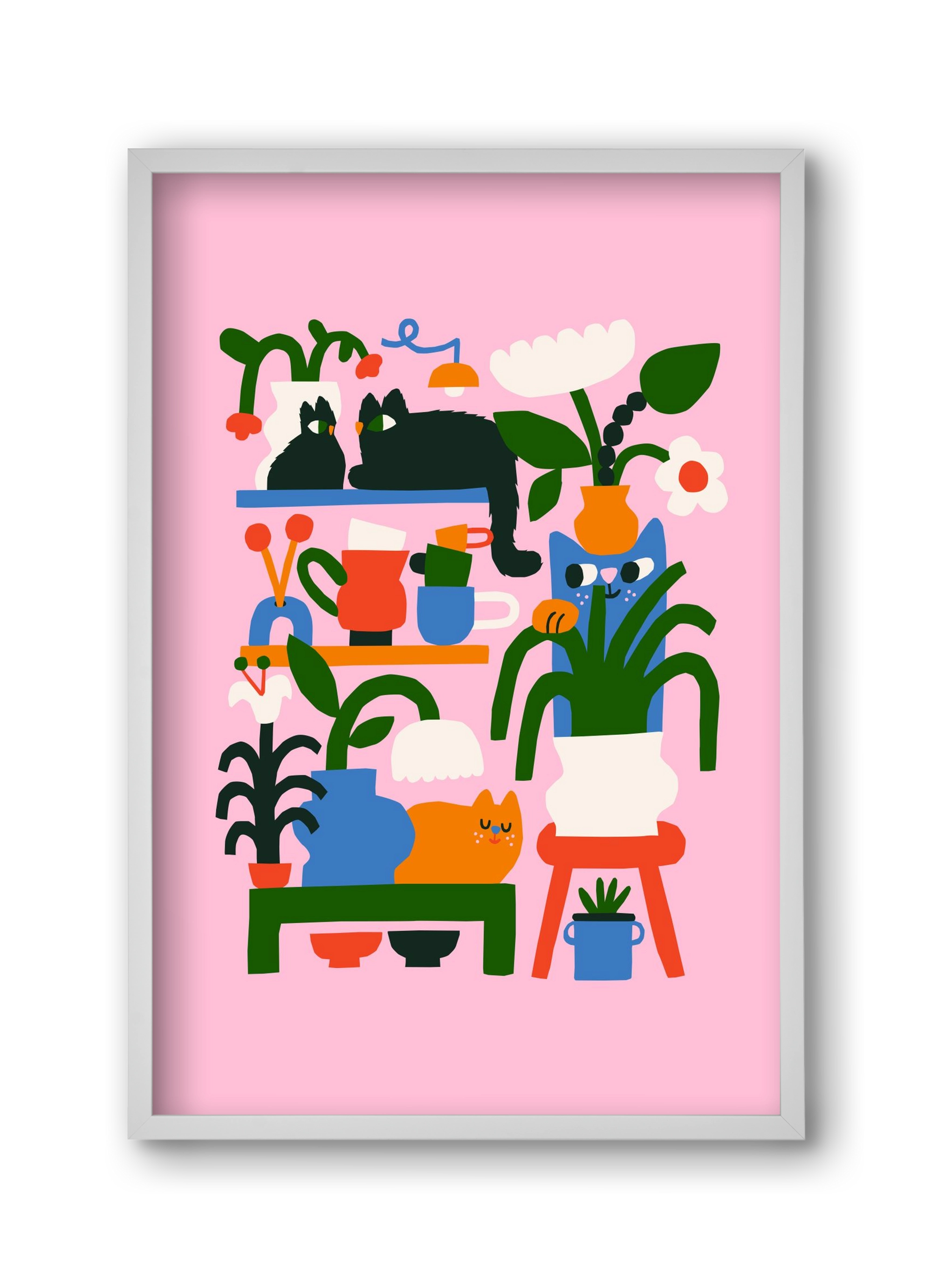 A Cat Lady's Home, 30x45 cm (30x45 cm), Fehér keret