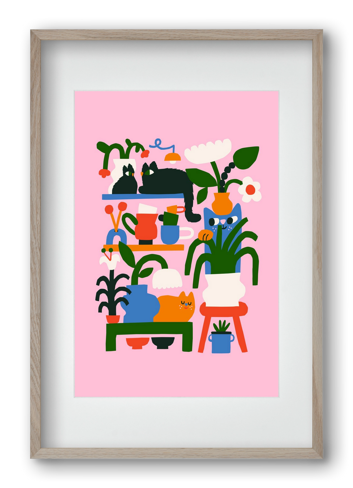 A Cat Lady's Home, 40x60 cm (30x45 cm), Tölgy keret, paszpartuval