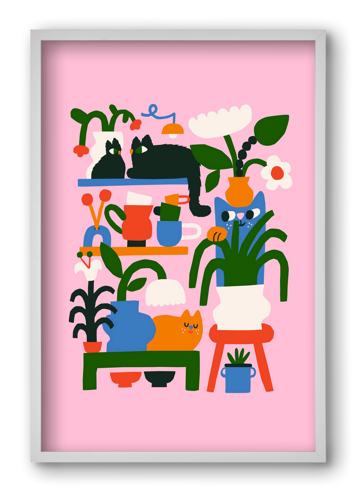 A Cat Lady's Home, 40x60 cm (40x60 cm), Fehér keret