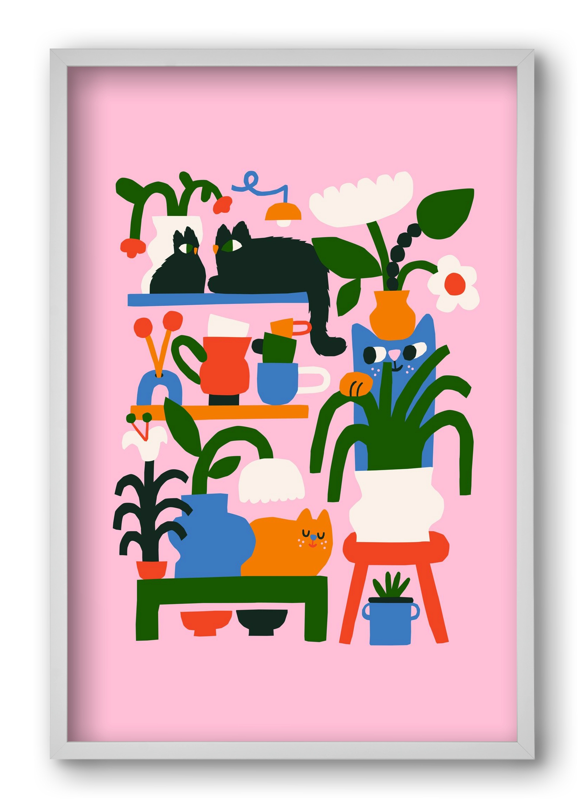 A Cat Lady's Home, 40x60 cm (40x60 cm), Fehér keret