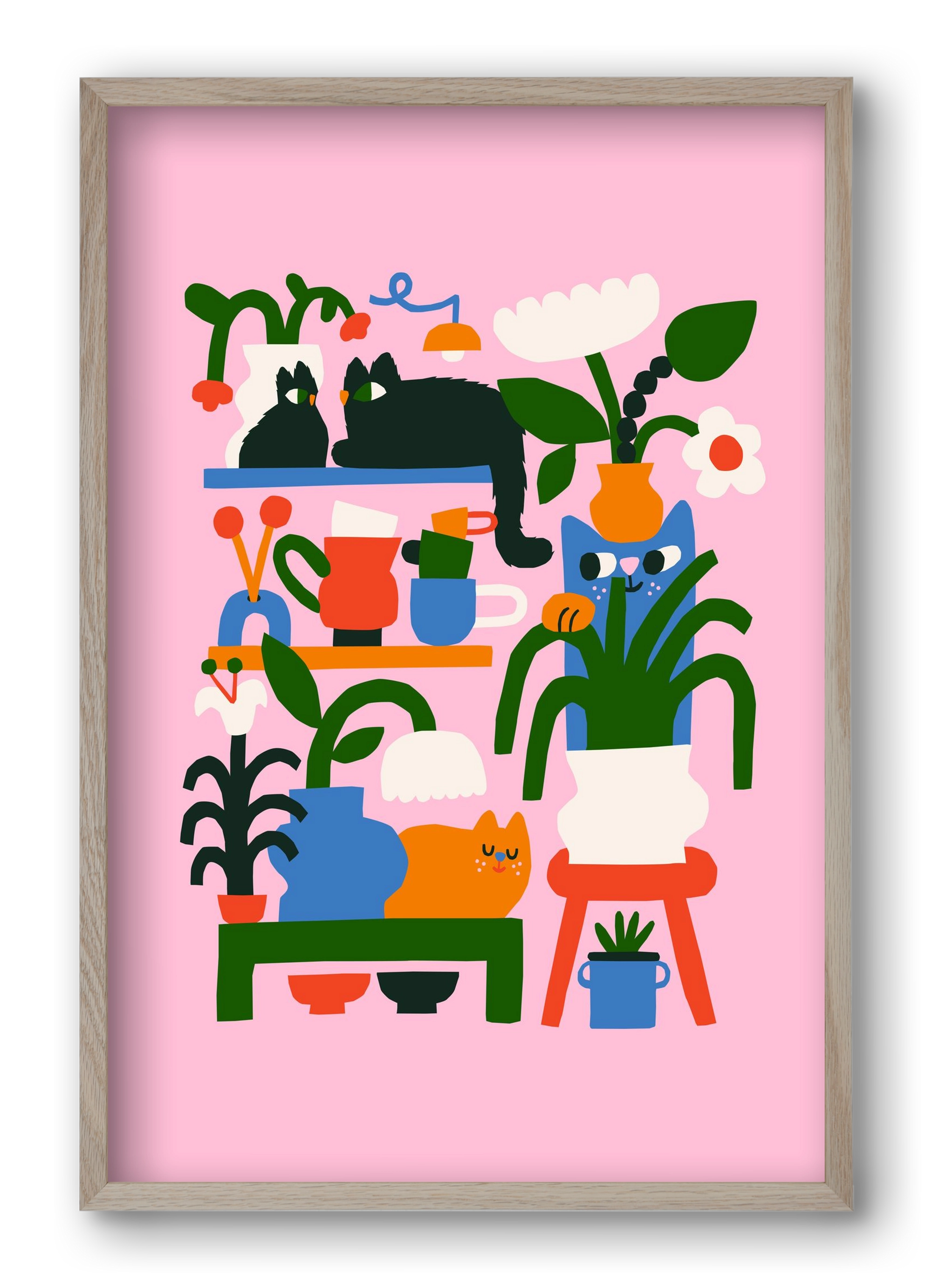 A Cat Lady's Home, 40x60 cm (40x60 cm), Tölgy keret