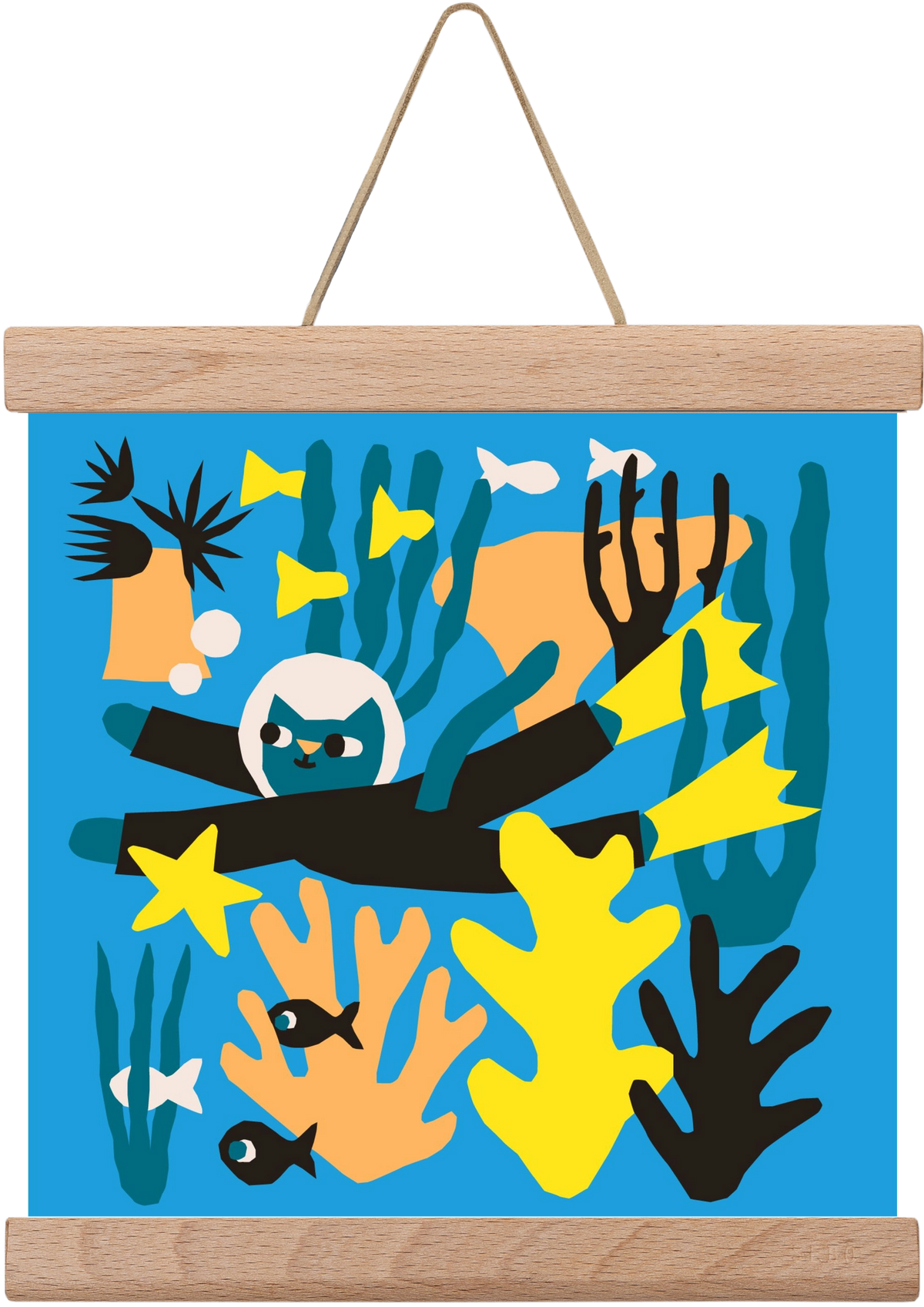 Diving Cat, 20x20 cm (20x20 cm), Tölgy akasztó