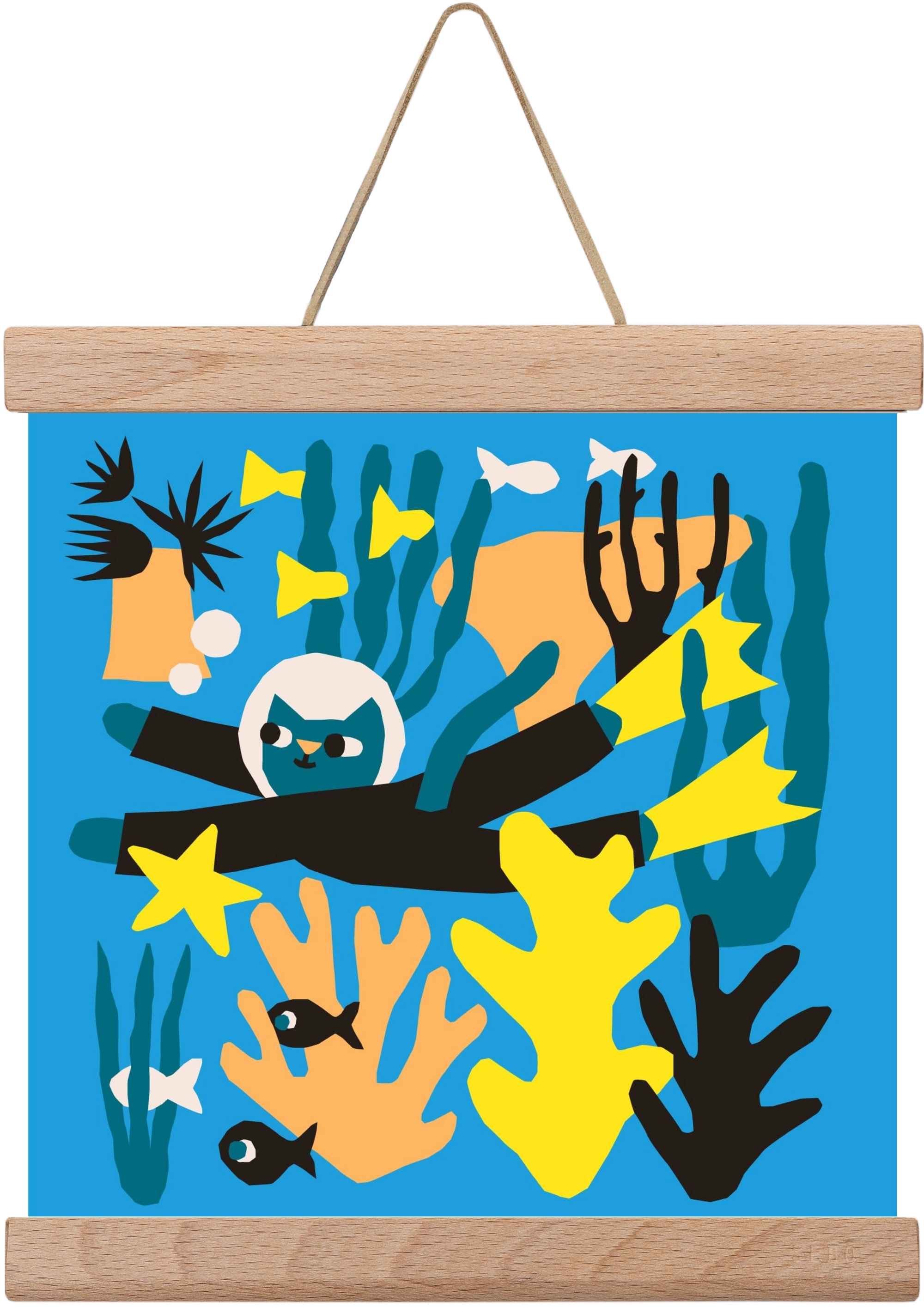 Diving Cat, 20x20 cm (20x20 cm), Tölgy akasztó