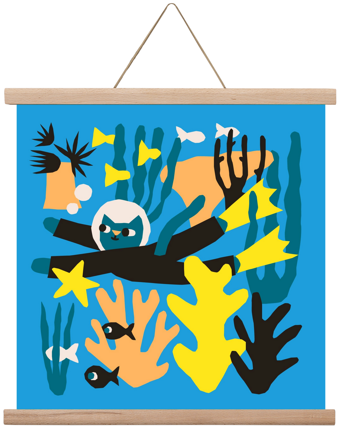 Diving Cat, 40x40 cm (40x40 cm), Tölgy akasztó