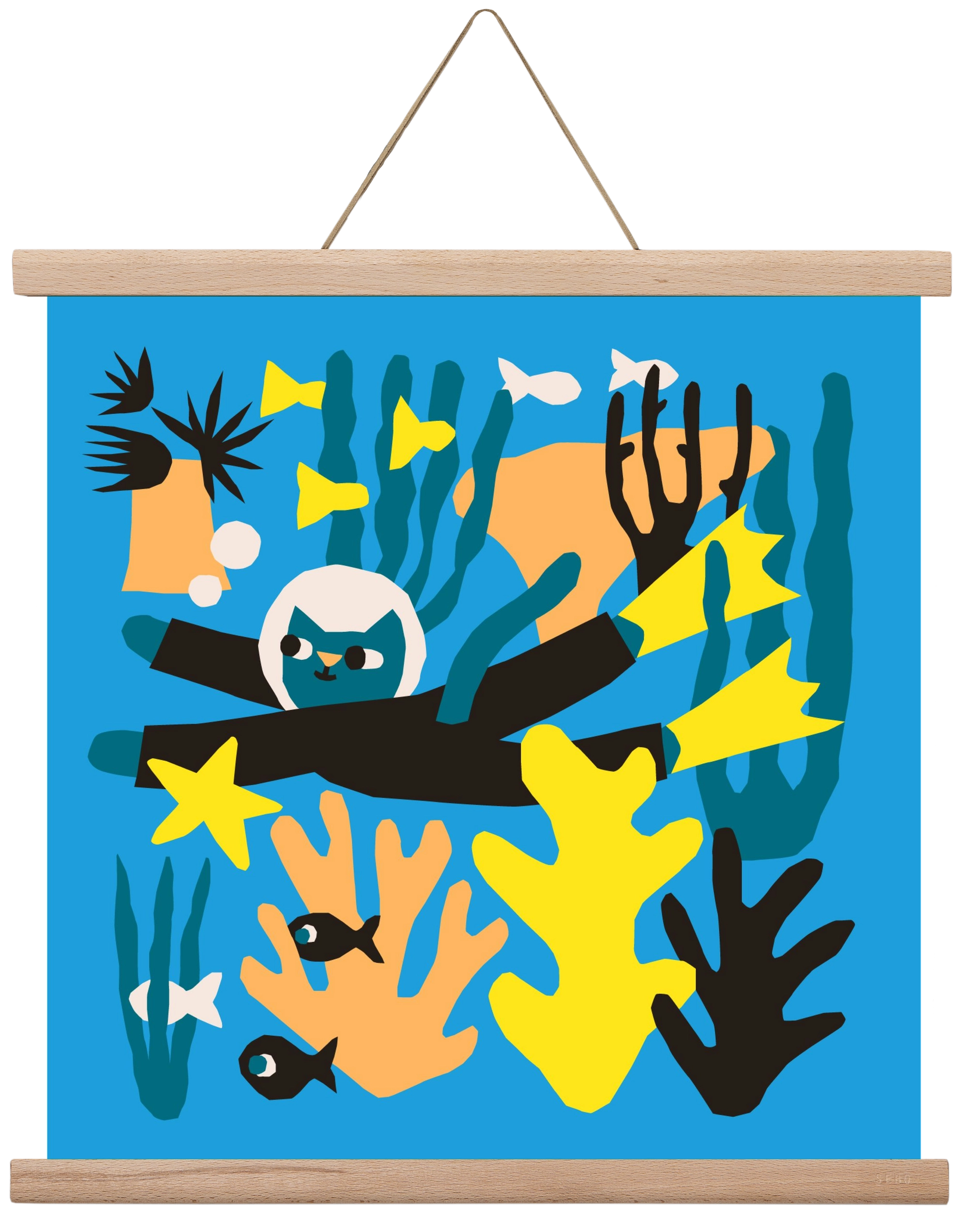 Diving Cat, 40x40 cm (40x40 cm), Tölgy akasztó