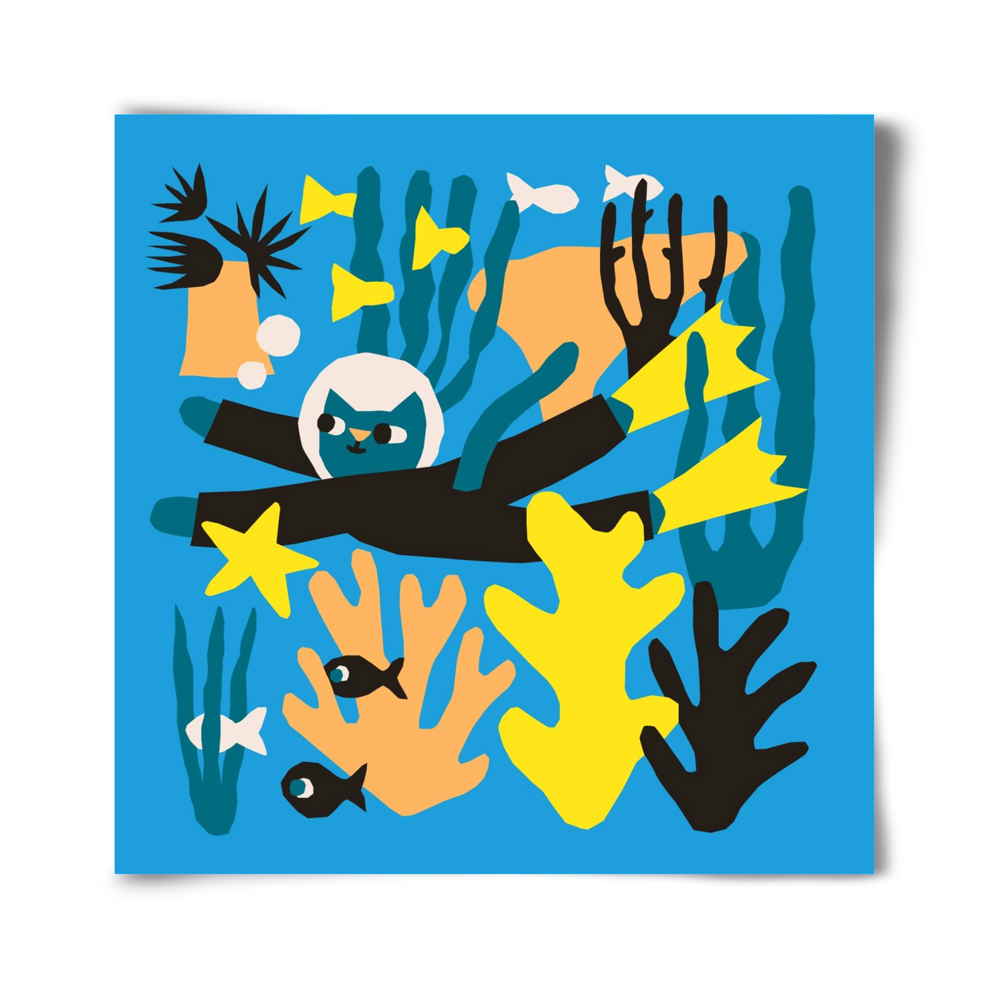 Diving Cat, 40x40 cm, Keret nélkül