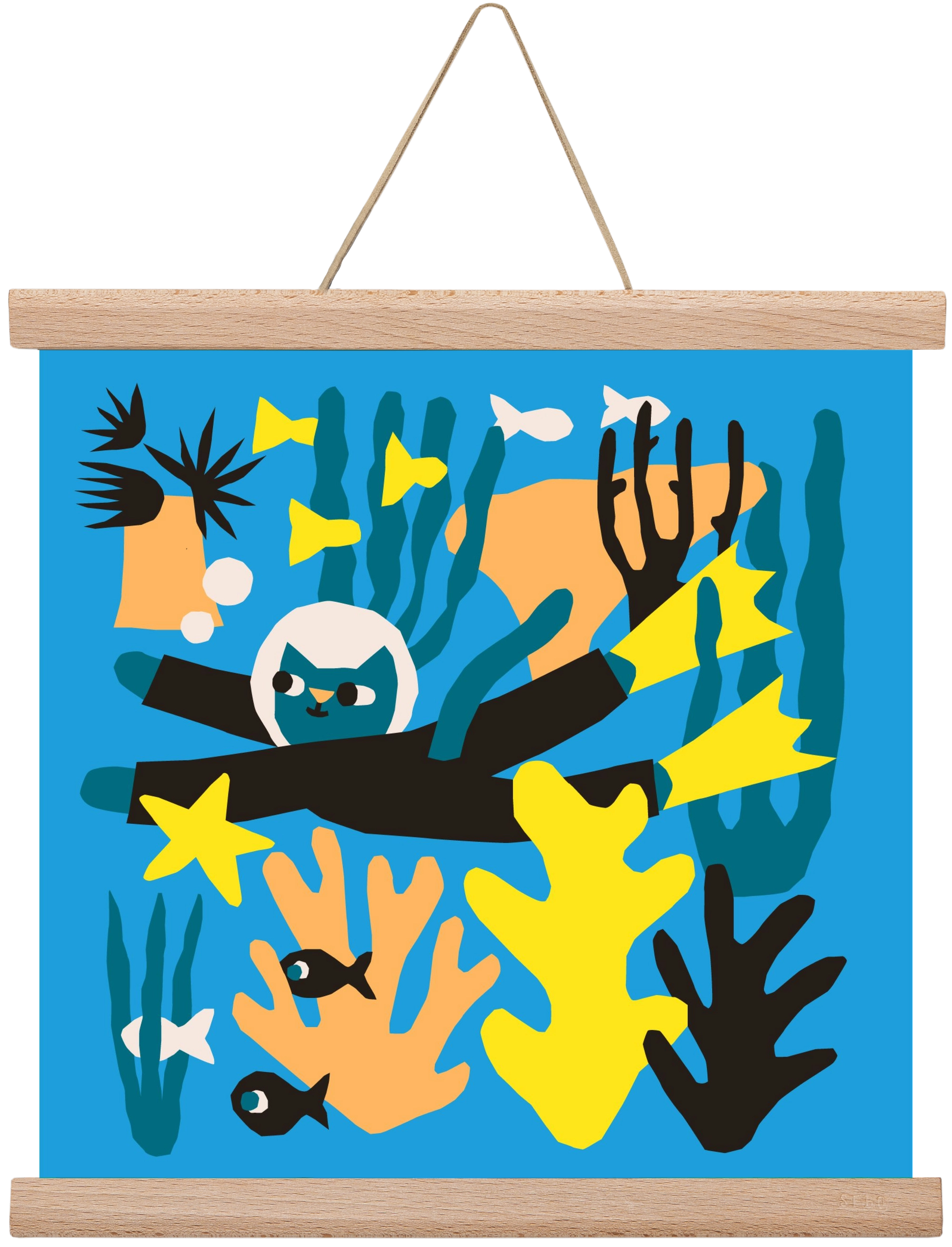 Diving Cat, 30x30 cm (30x30 cm), Tölgy akasztó