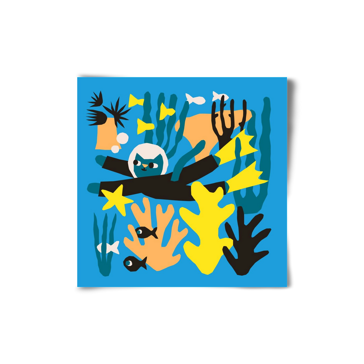 Diving Cat, 20x20 cm, Keret nélkül