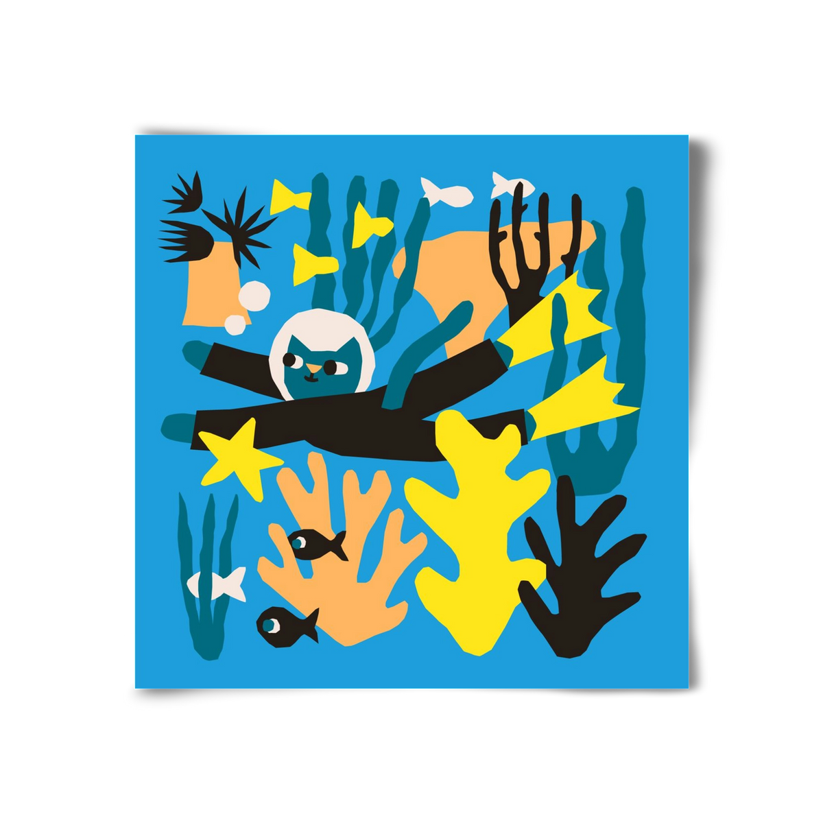 Diving Cat, 30x30 cm, Keret nélkül