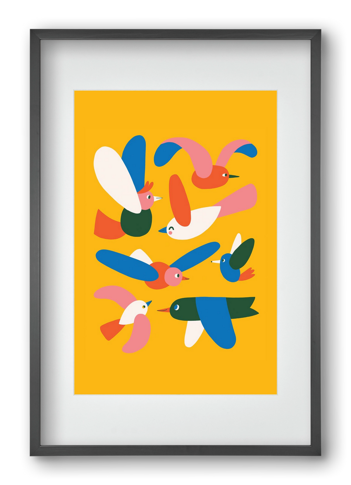 Happy Birds, 40x60 cm (30x45 cm), Fekete keret, paszpartuval