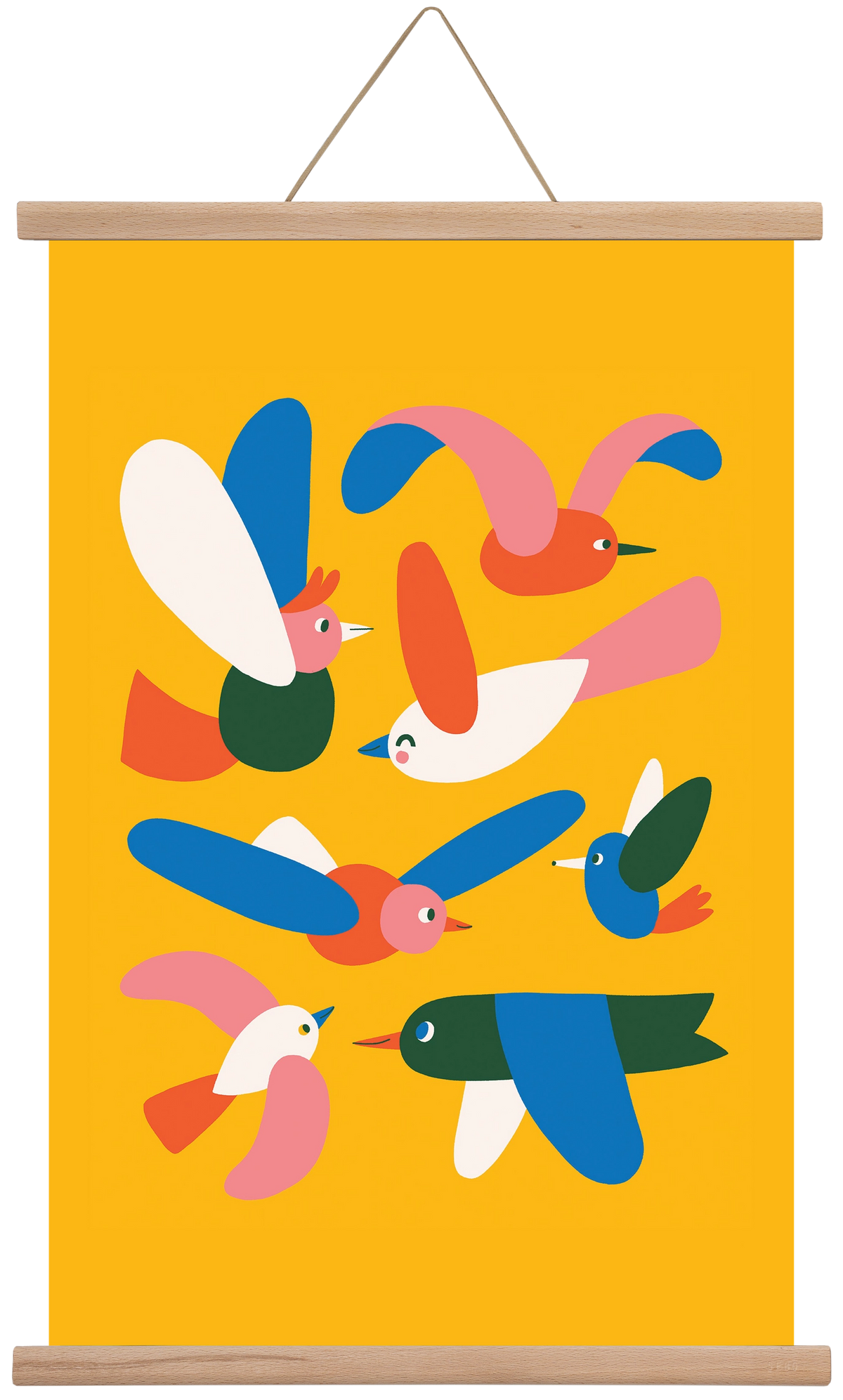 Happy Birds, 40x60 cm (40x60 cm), Tölgy akasztó