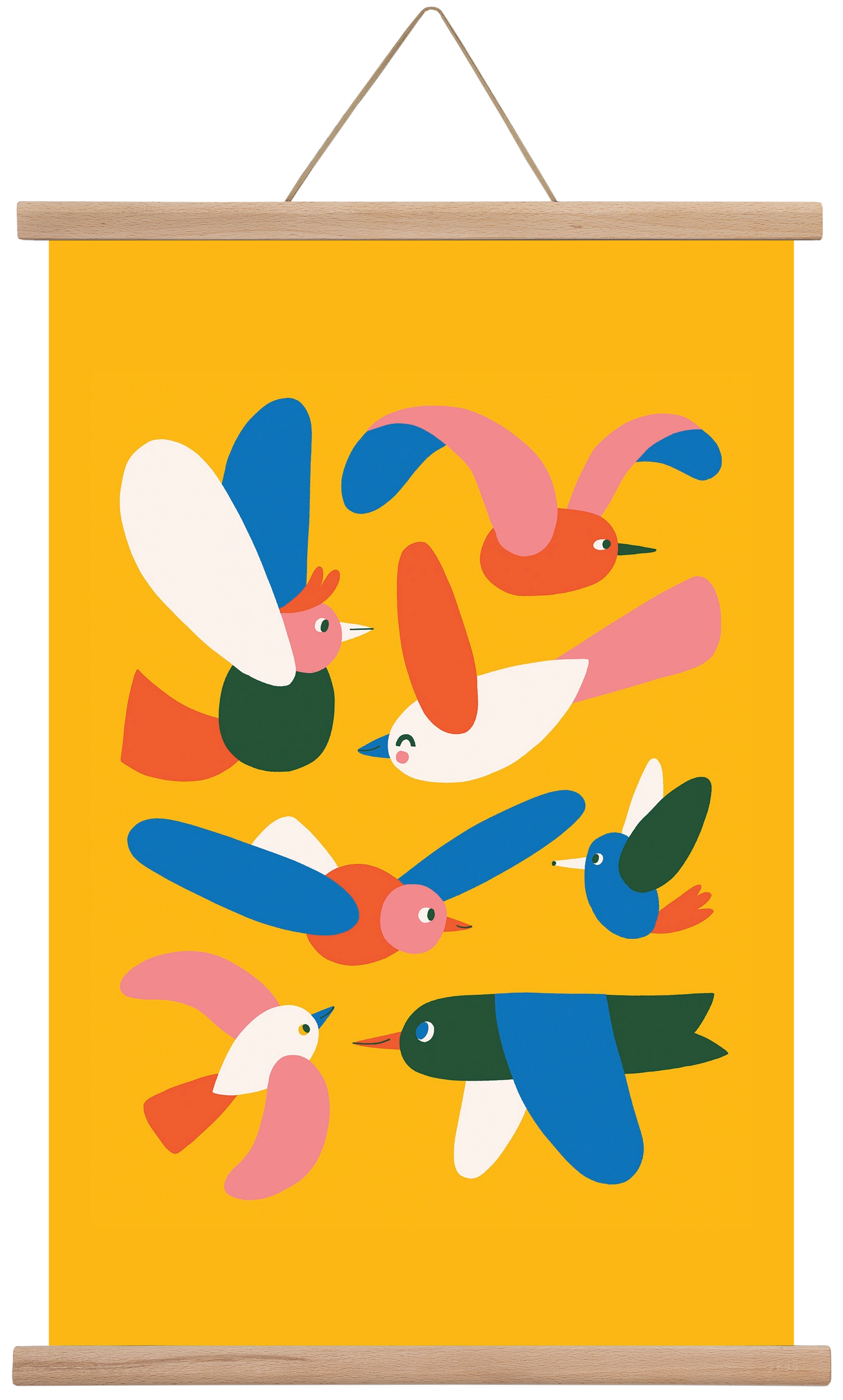 Happy Birds, 40x60 cm (40x60 cm), Tölgy akasztó