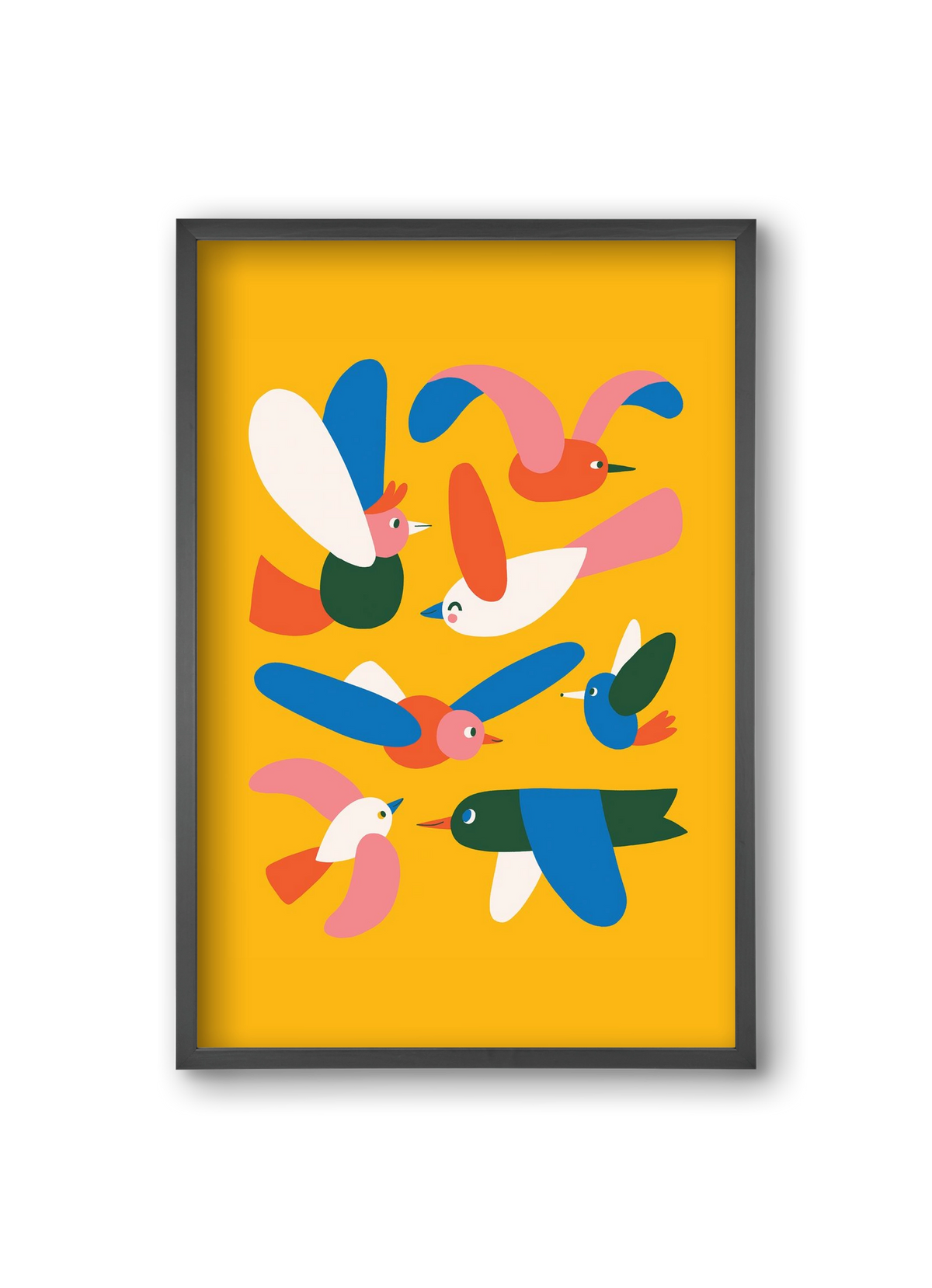 Happy Birds, 20x30 cm (20x30 cm), Fekete keret