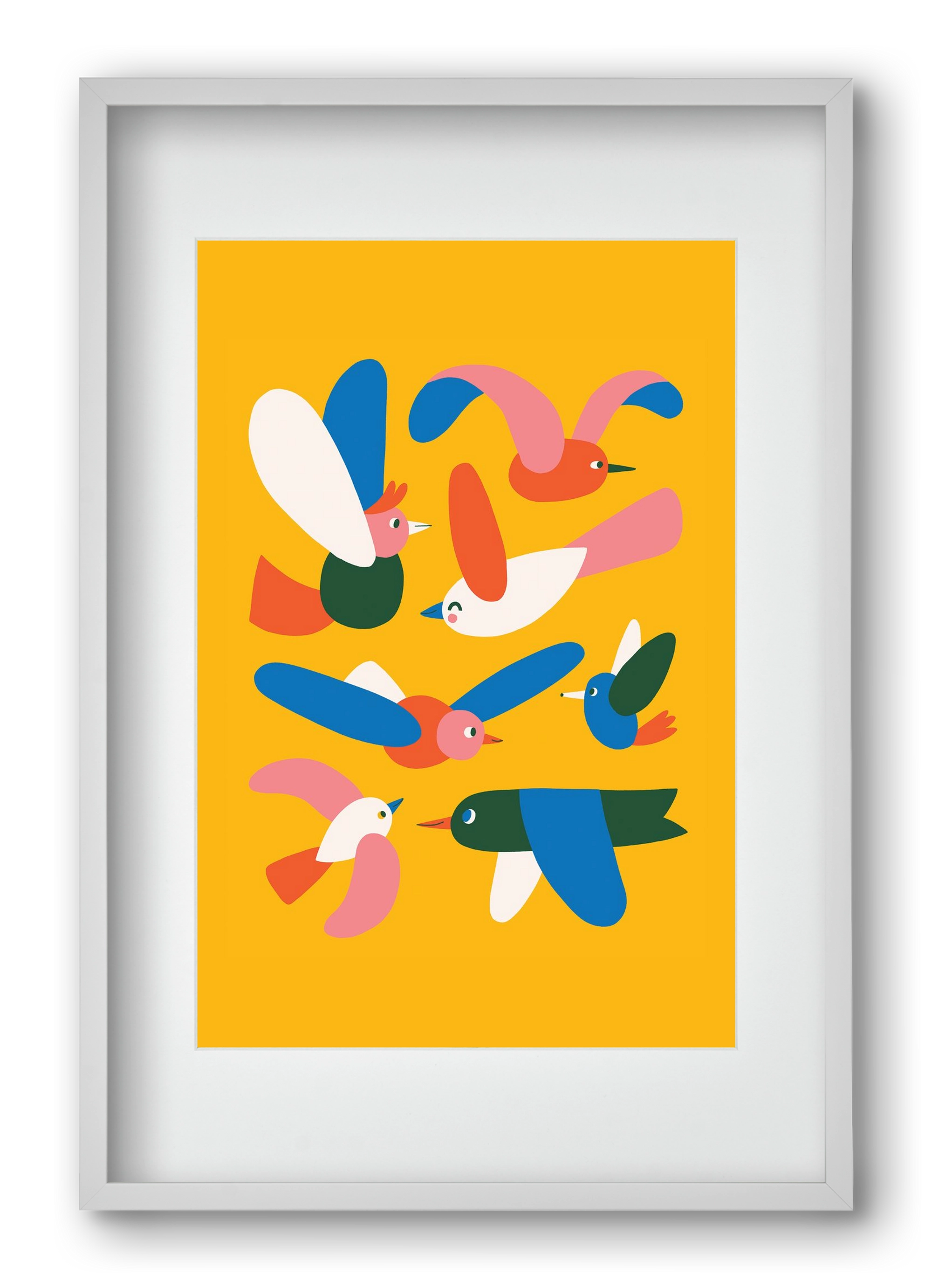 Happy Birds, 40x60 cm (30x45 cm), Fehér keret, paszpartuval