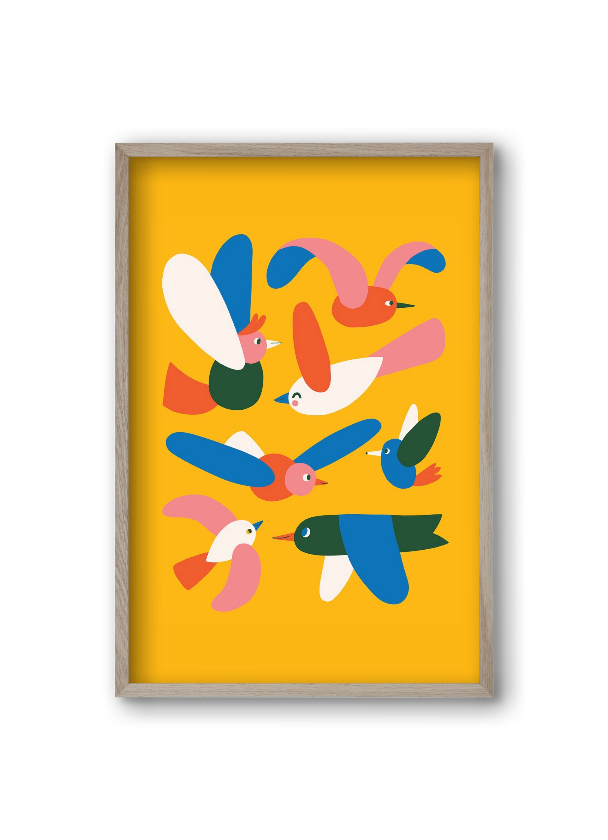 Happy Birds, 20x30 cm (20x30 cm), Tölgy keret