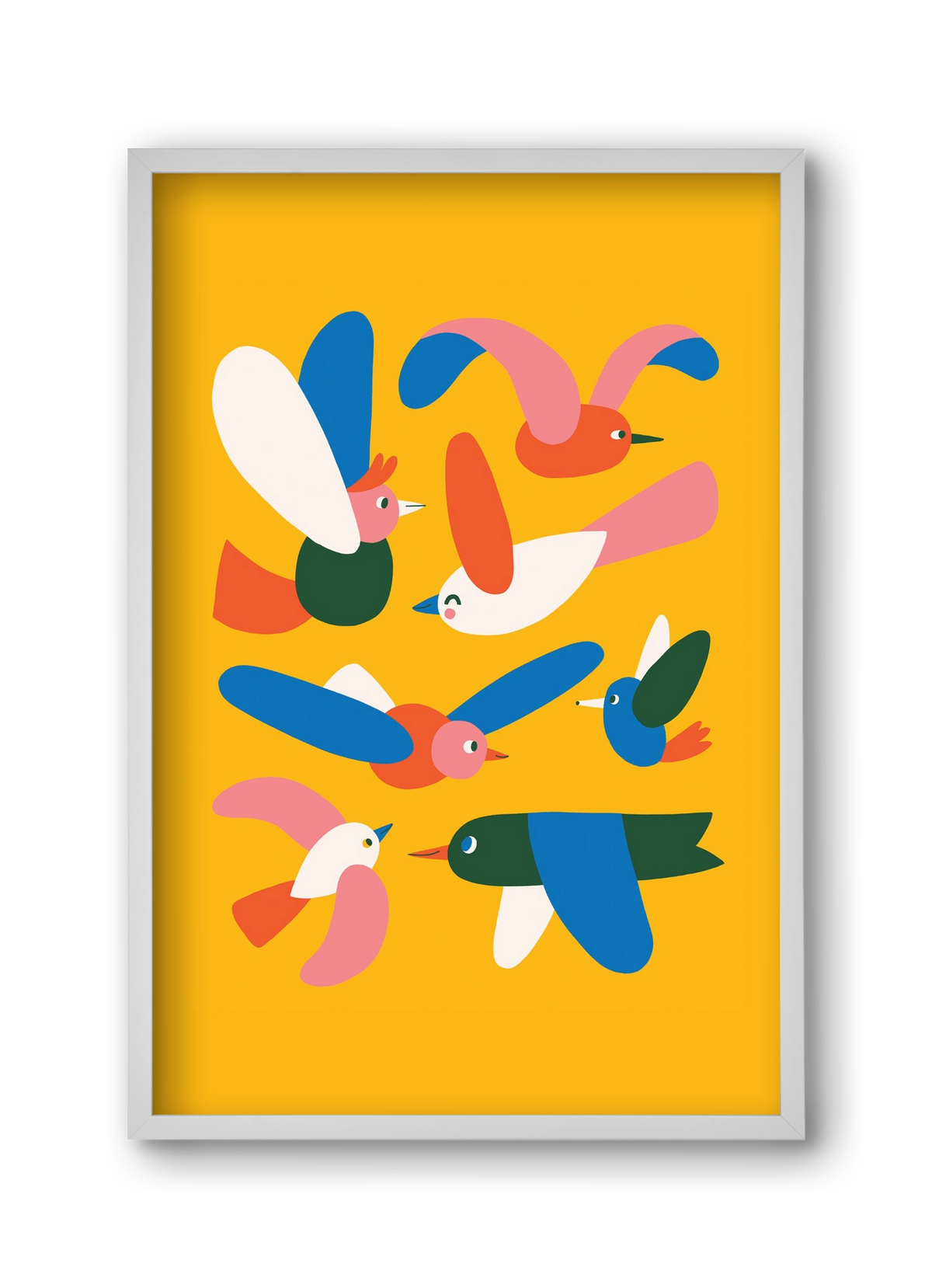 Happy Birds, 30x45 cm (30x45 cm), Fehér keret