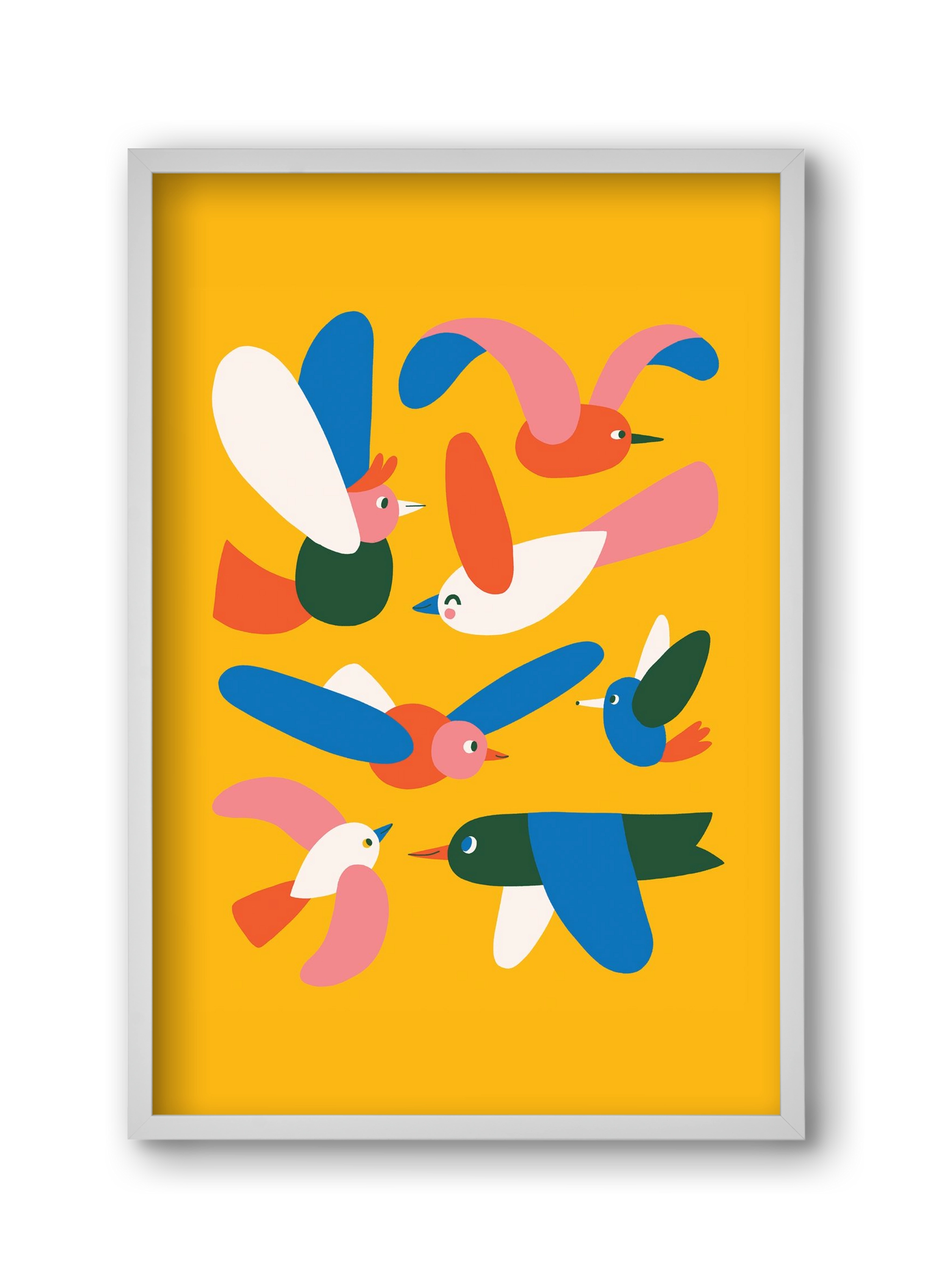 Happy Birds, 30x45 cm (30x45 cm), Fehér keret