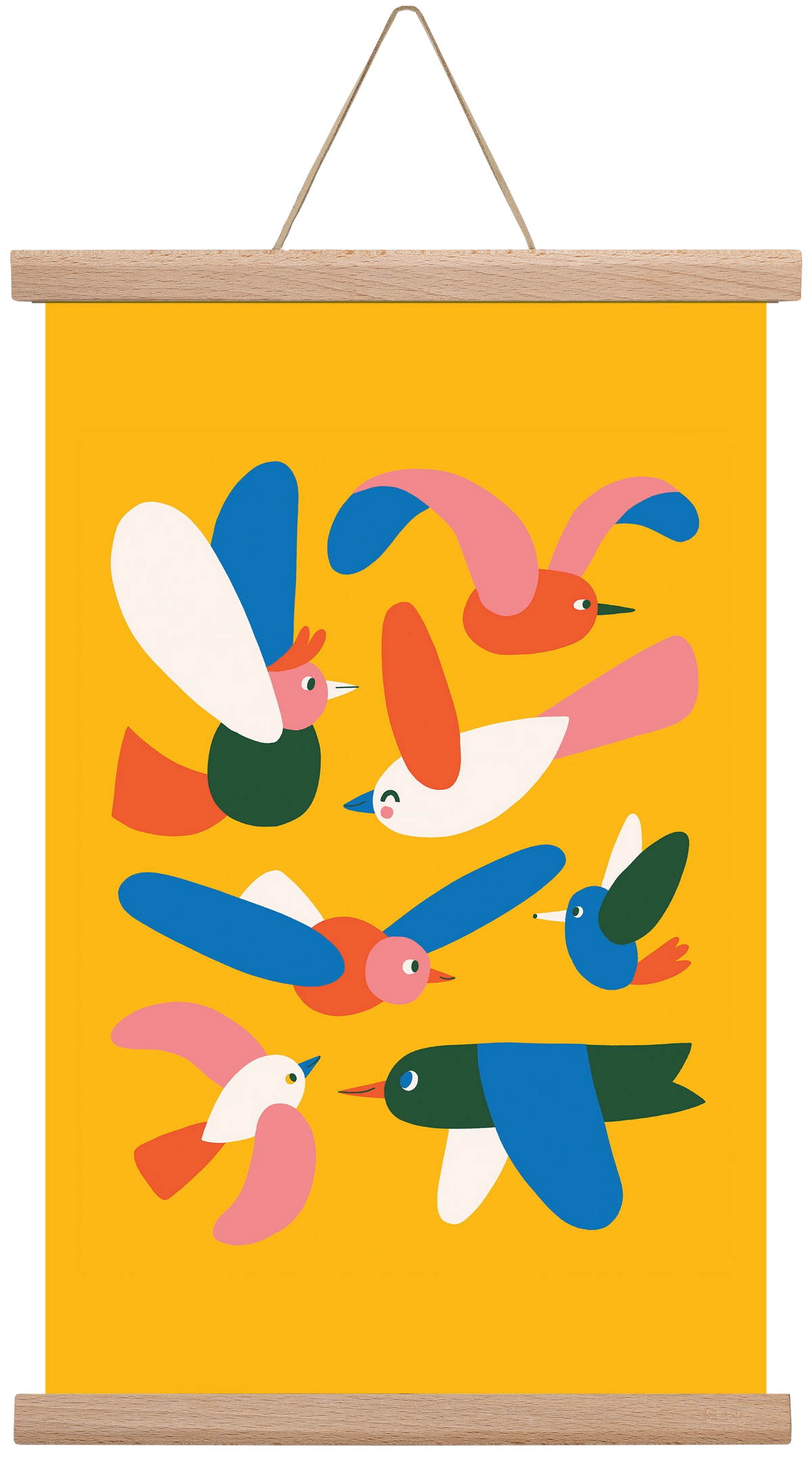 Happy Birds, 30x45 cm (30x45 cm), Tölgy akasztó