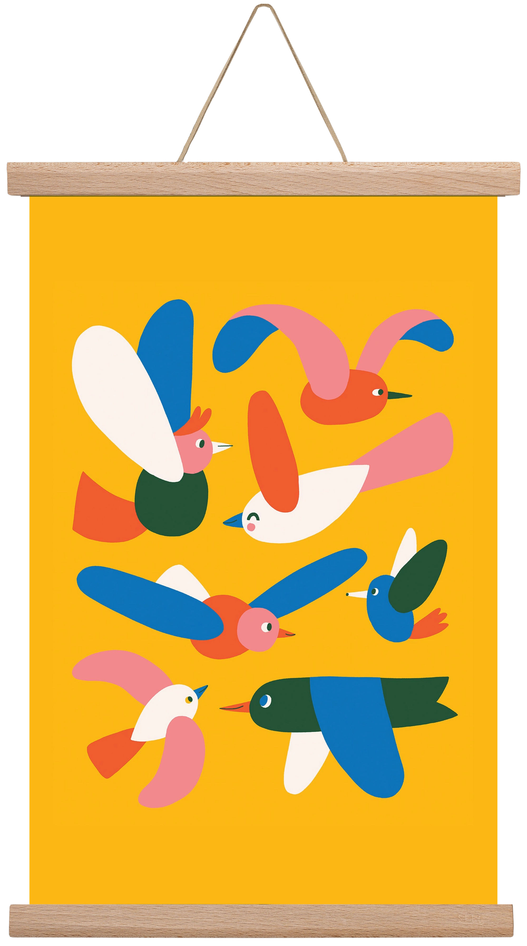 Happy Birds, 30x45 cm (30x45 cm), Tölgy akasztó