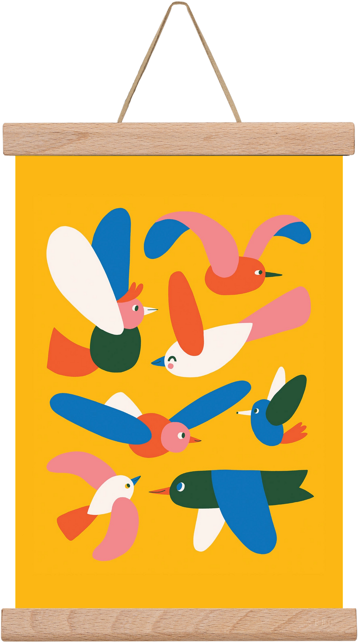 Happy Birds, 20x30 cm (20x30 cm), Tölgy akasztó