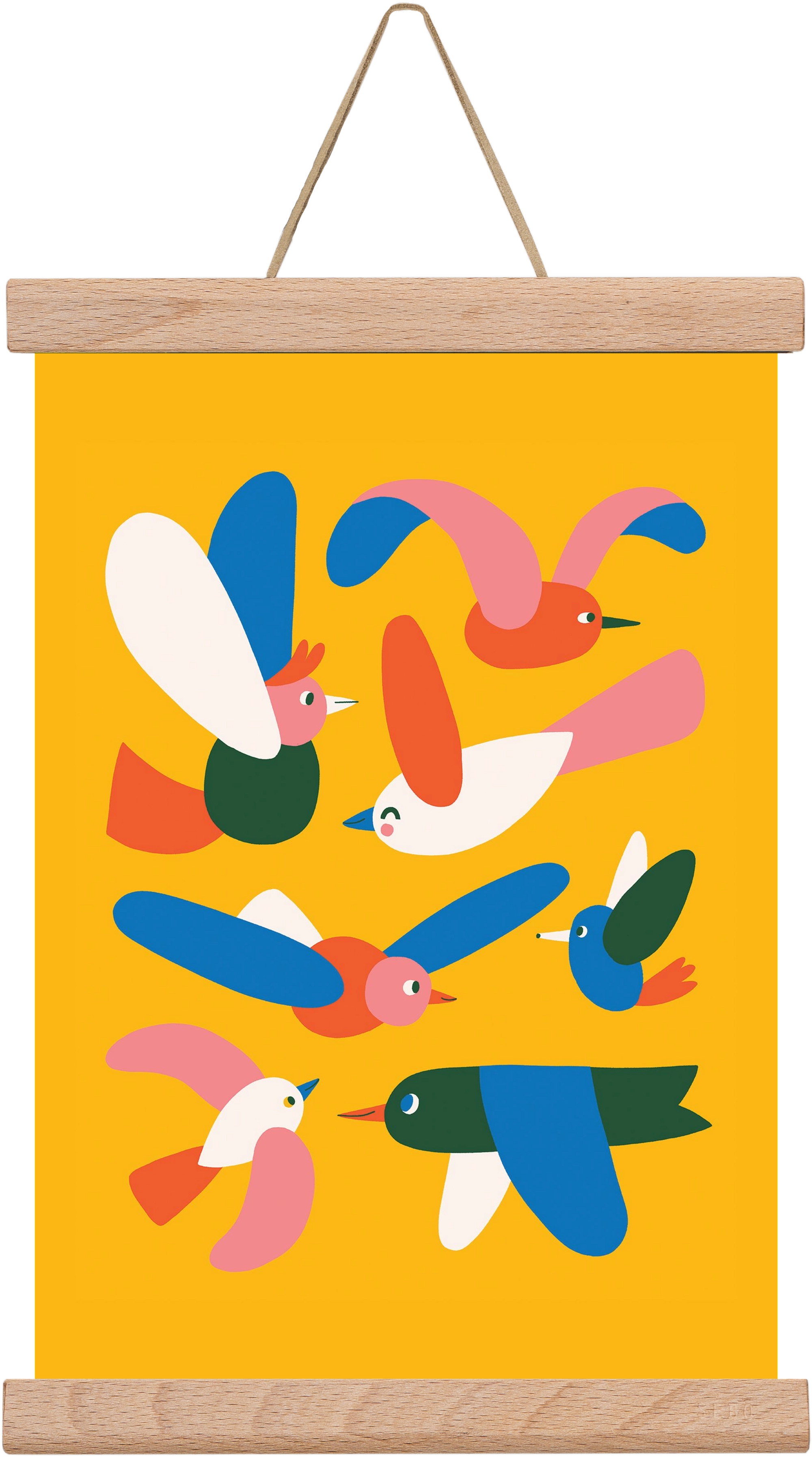 Happy Birds, 20x30 cm (20x30 cm), Tölgy akasztó