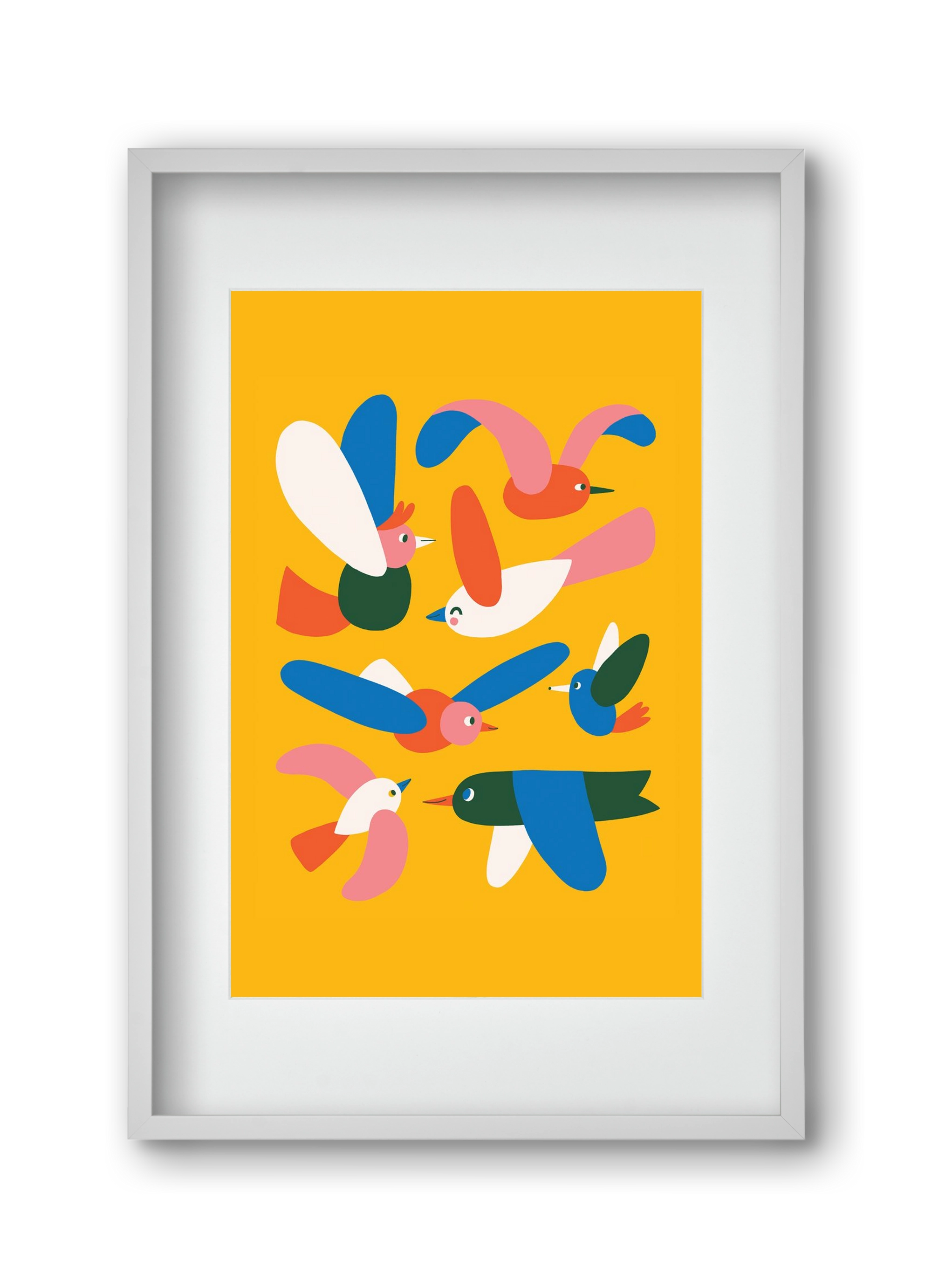 Happy Birds, 30x45 cm (20x30 cm), Fehér keret, paszpartuval