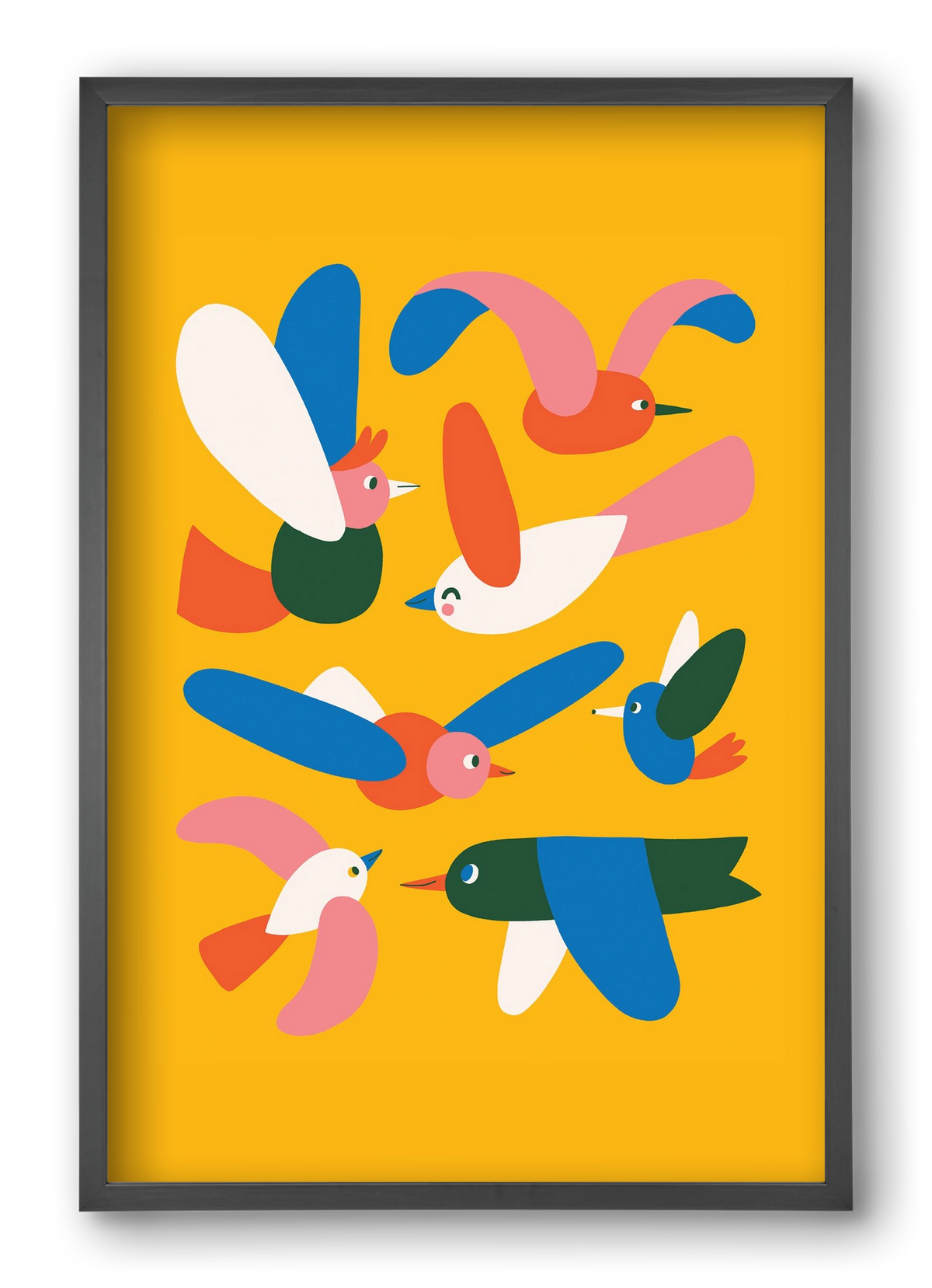 Happy Birds, 40x60 cm (40x60 cm), Fekete keret