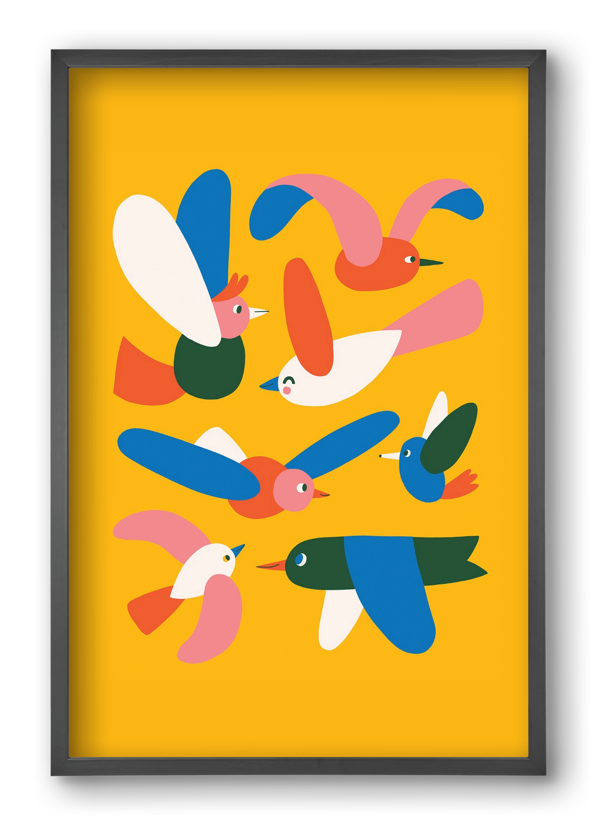 Happy Birds, 40x60 cm (40x60 cm), Fekete keret