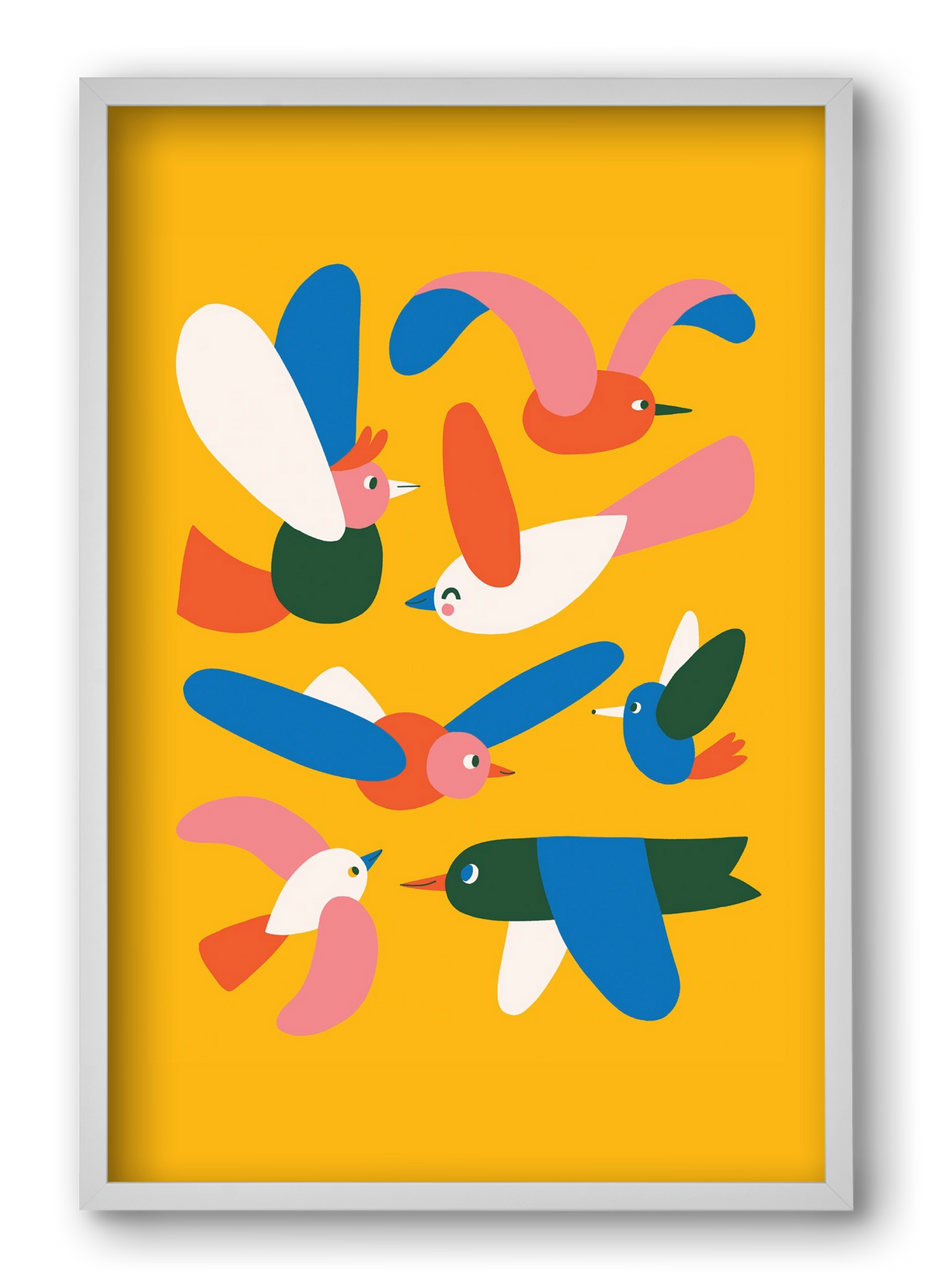 Happy Birds, 40x60 cm (40x60 cm), Fehér keret