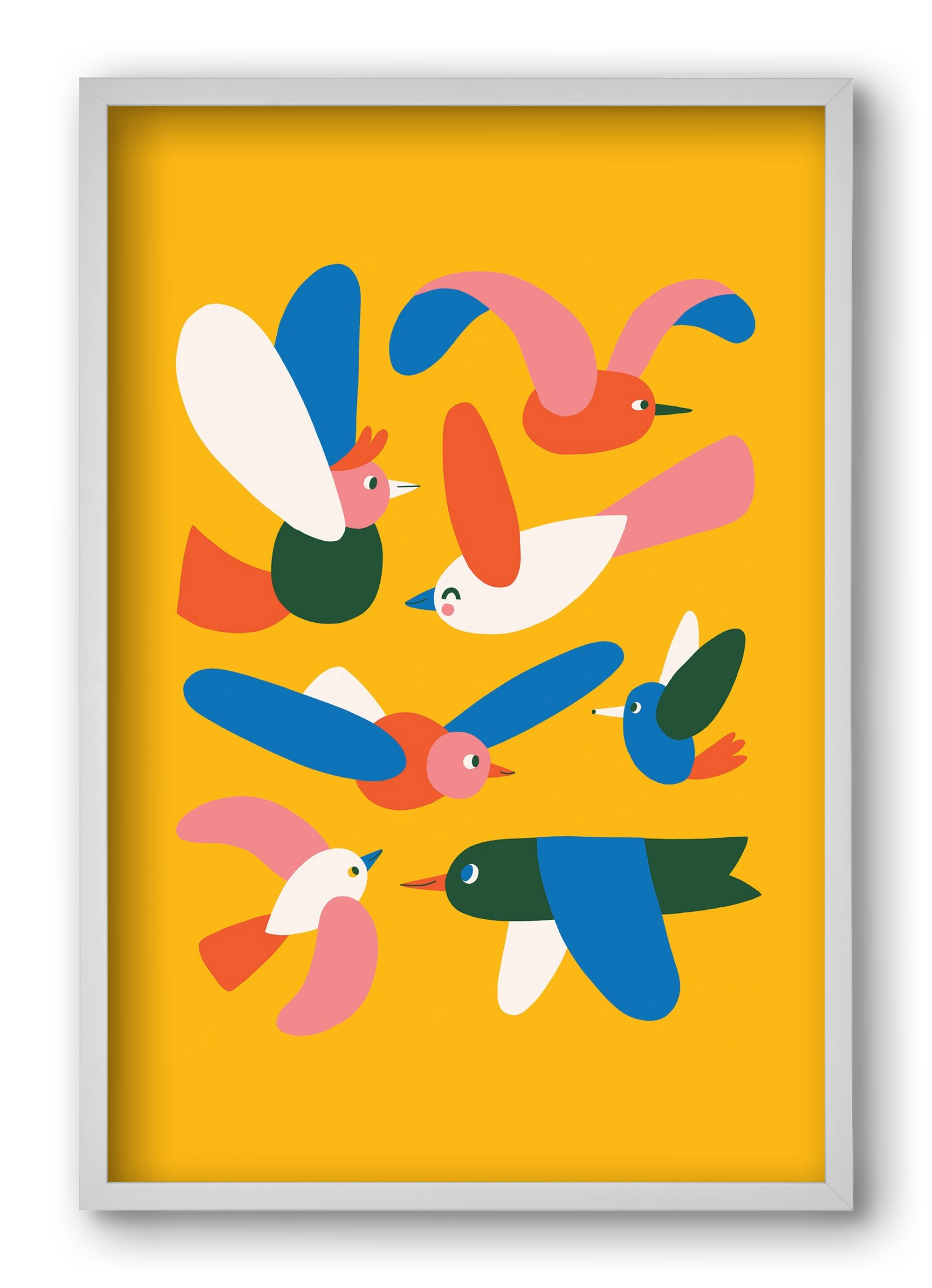 Happy Birds, 40x60 cm (40x60 cm), Fehér keret