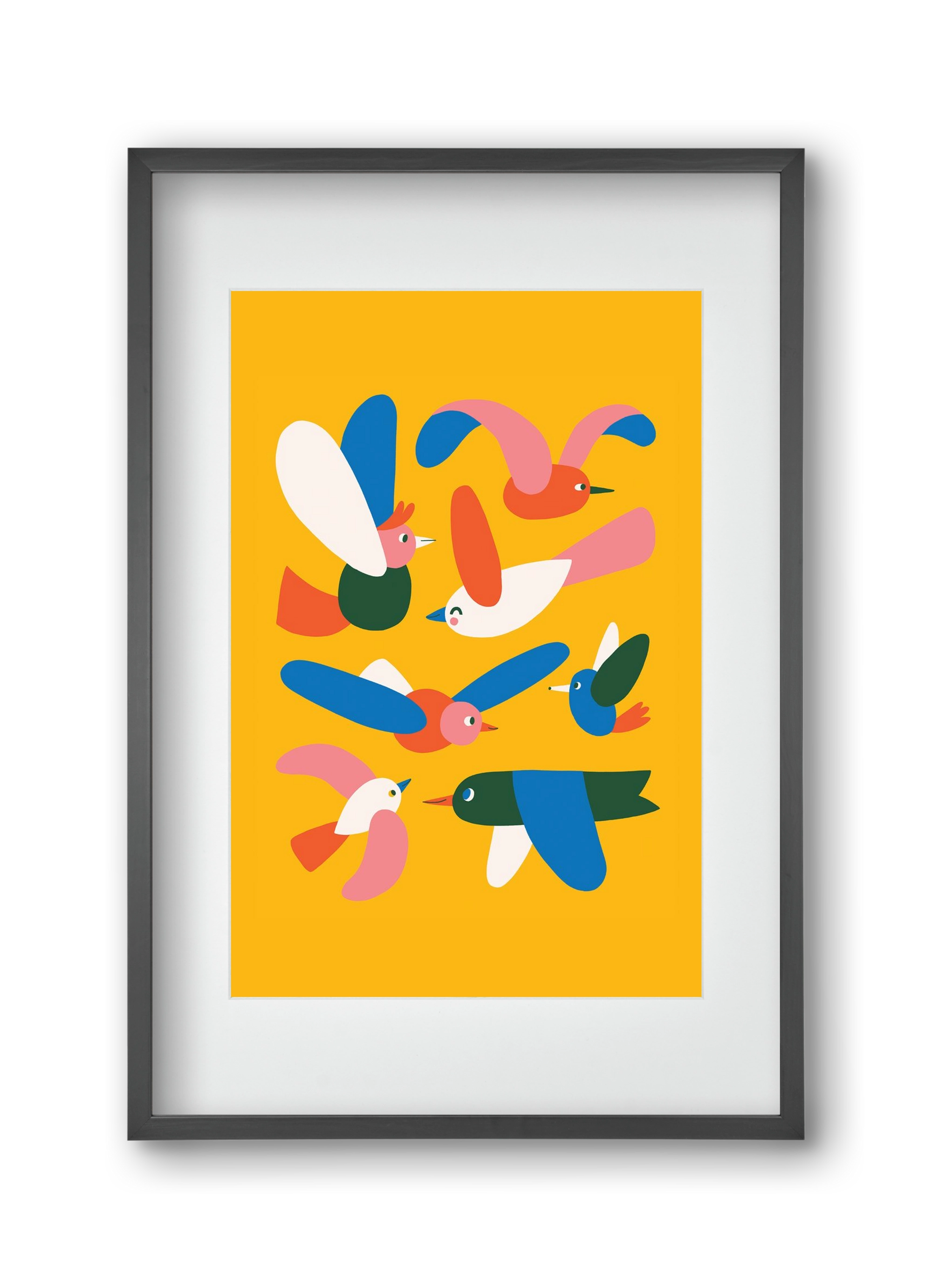 Happy Birds, 30x45 cm (20x30 cm), Fekete keret, paszpartuval