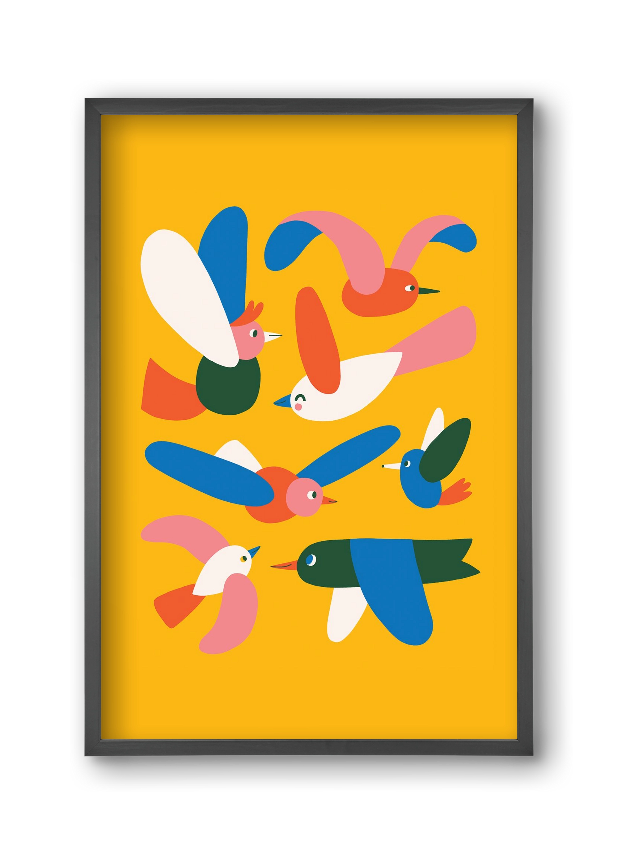 Happy Birds, 30x45 cm (30x45 cm), Fekete keret