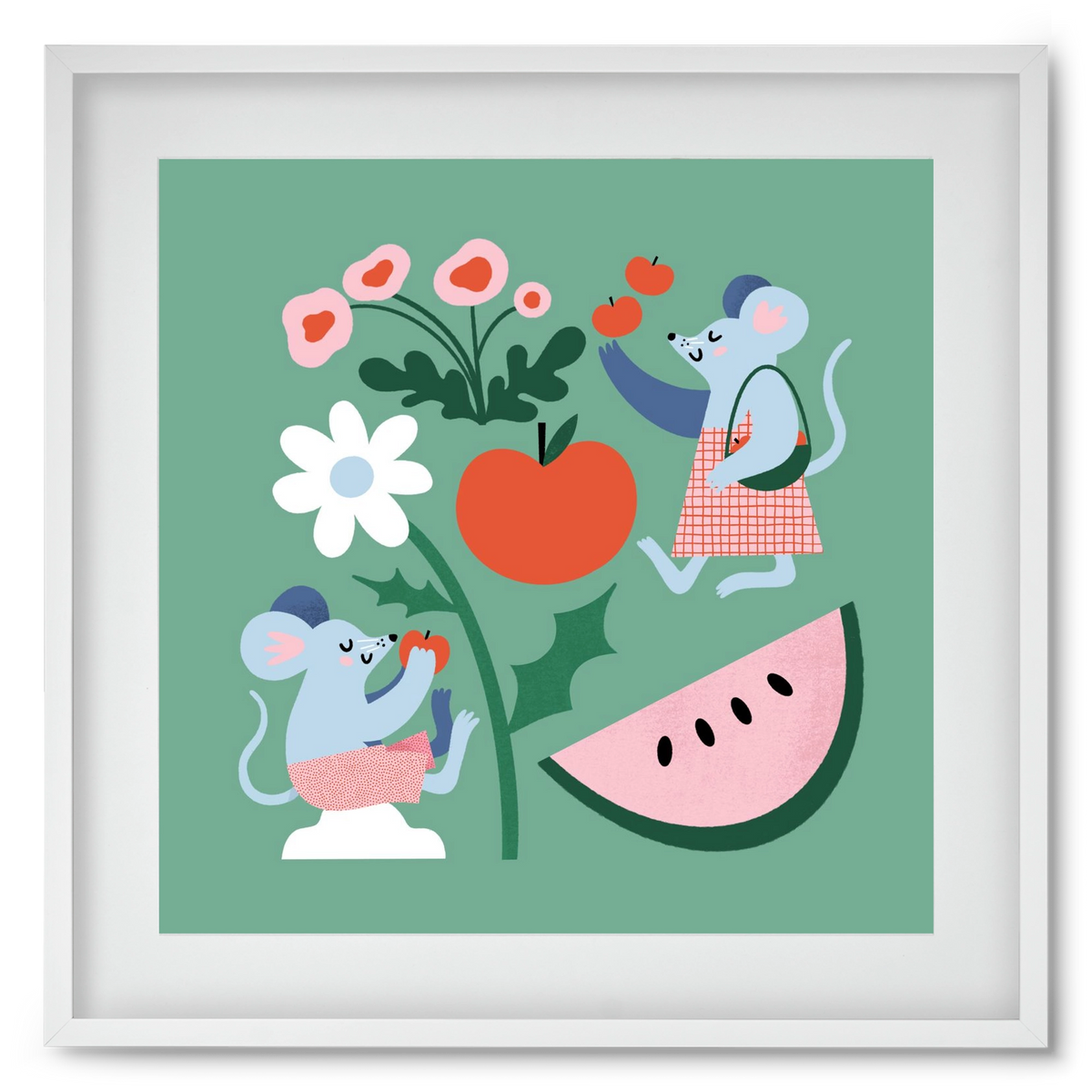 Happy Mice, 50x50 cm (40x40 cm), Fehér keret, paszpartuval