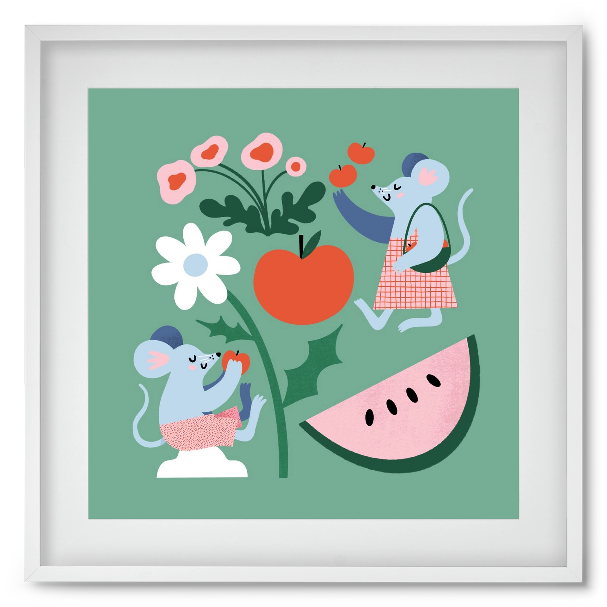 Happy Mice, 50x50 cm (40x40 cm), Fehér keret, paszpartuval