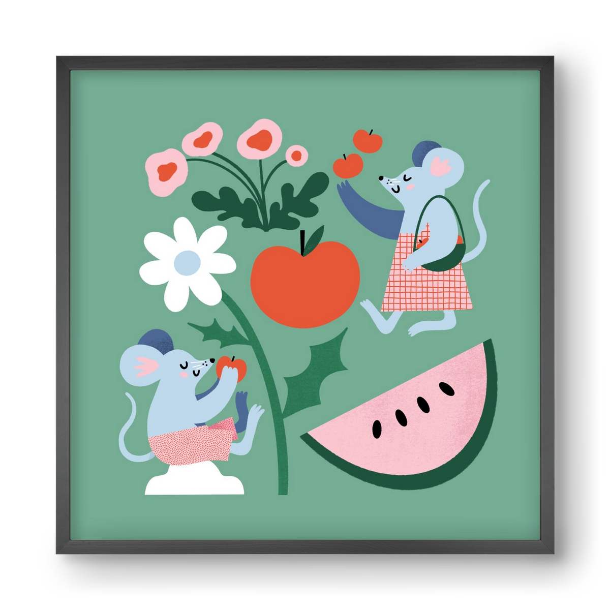 Happy Mice, 40x40 cm (40x40 cm), Fekete keret