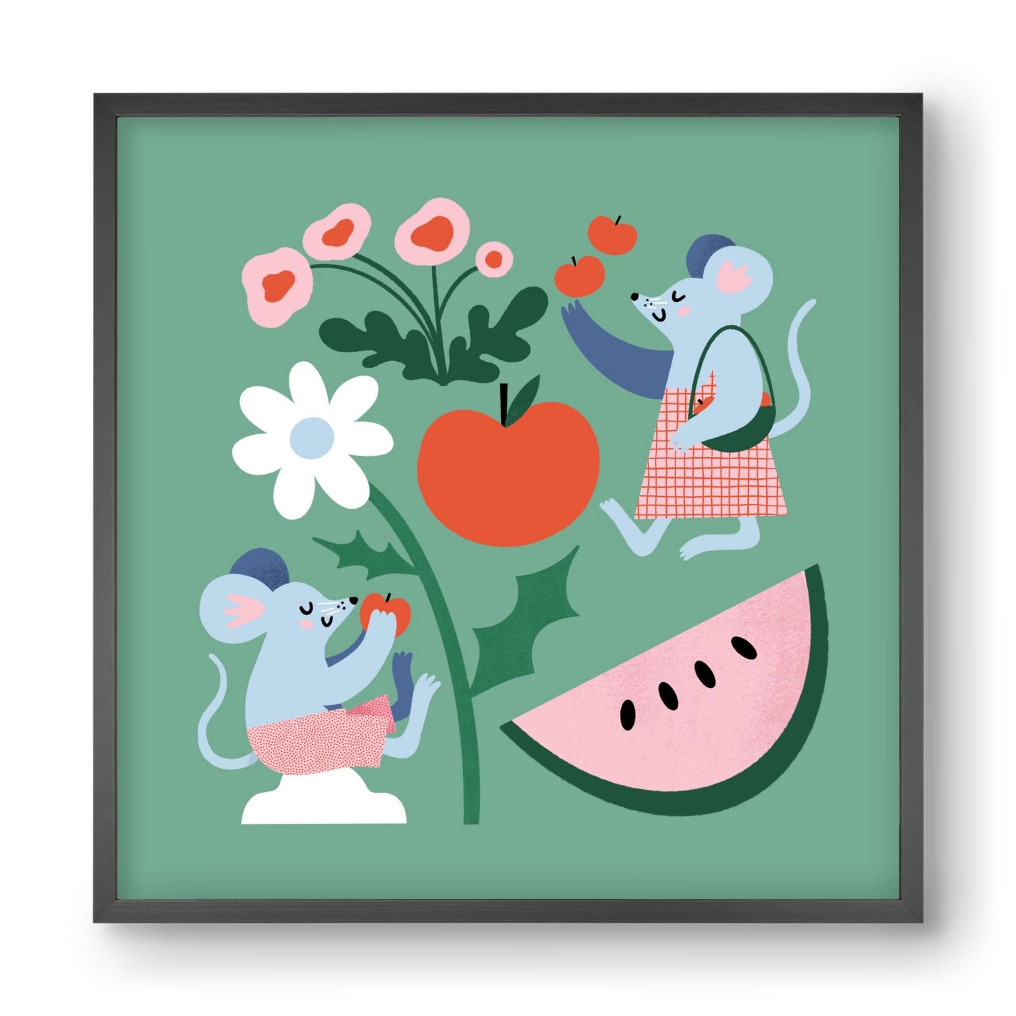 Happy Mice, 40x40 cm (40x40 cm), Fekete keret